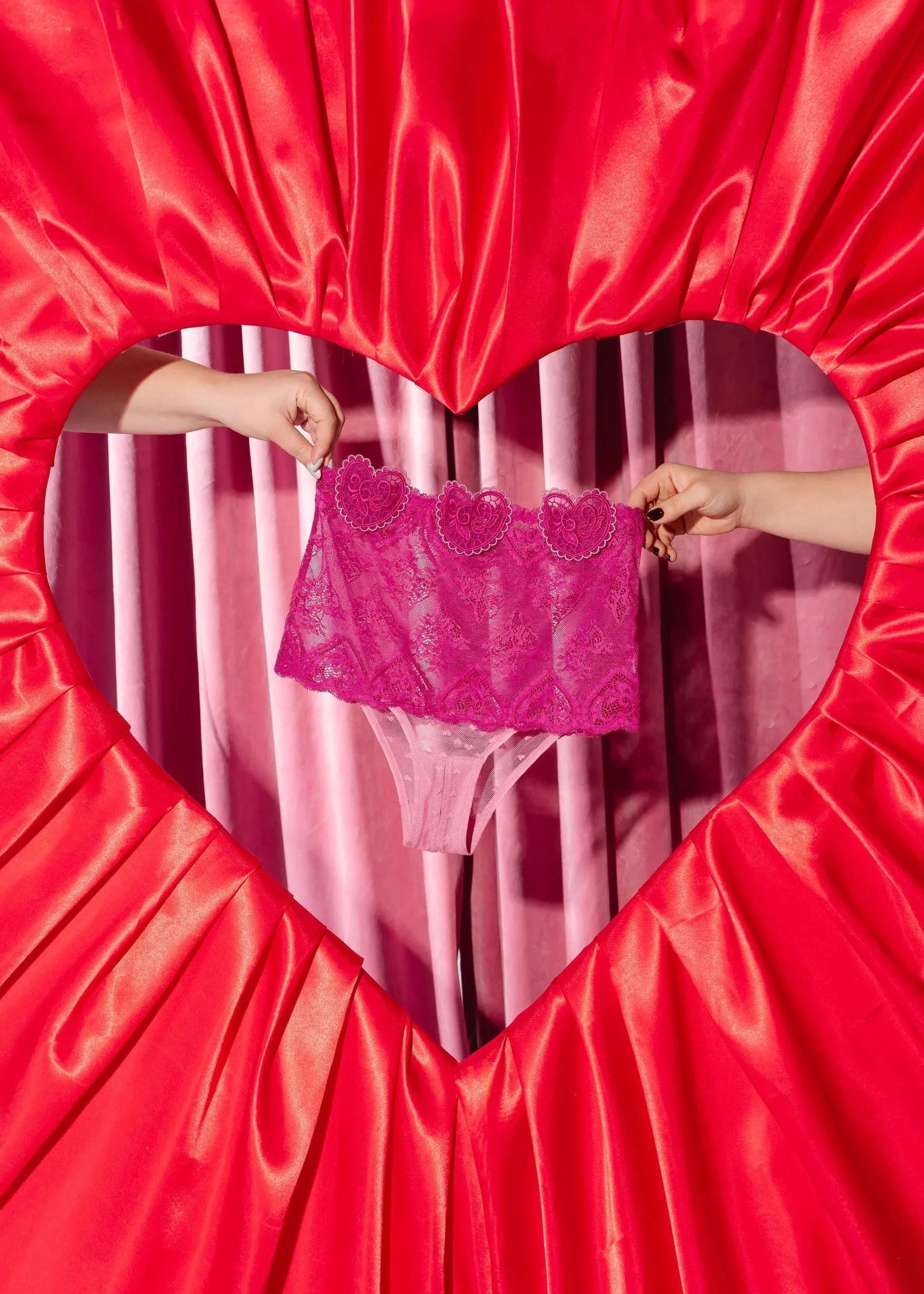 Lacy Crotchless Hipster Panty - Fuchsia - Image 12