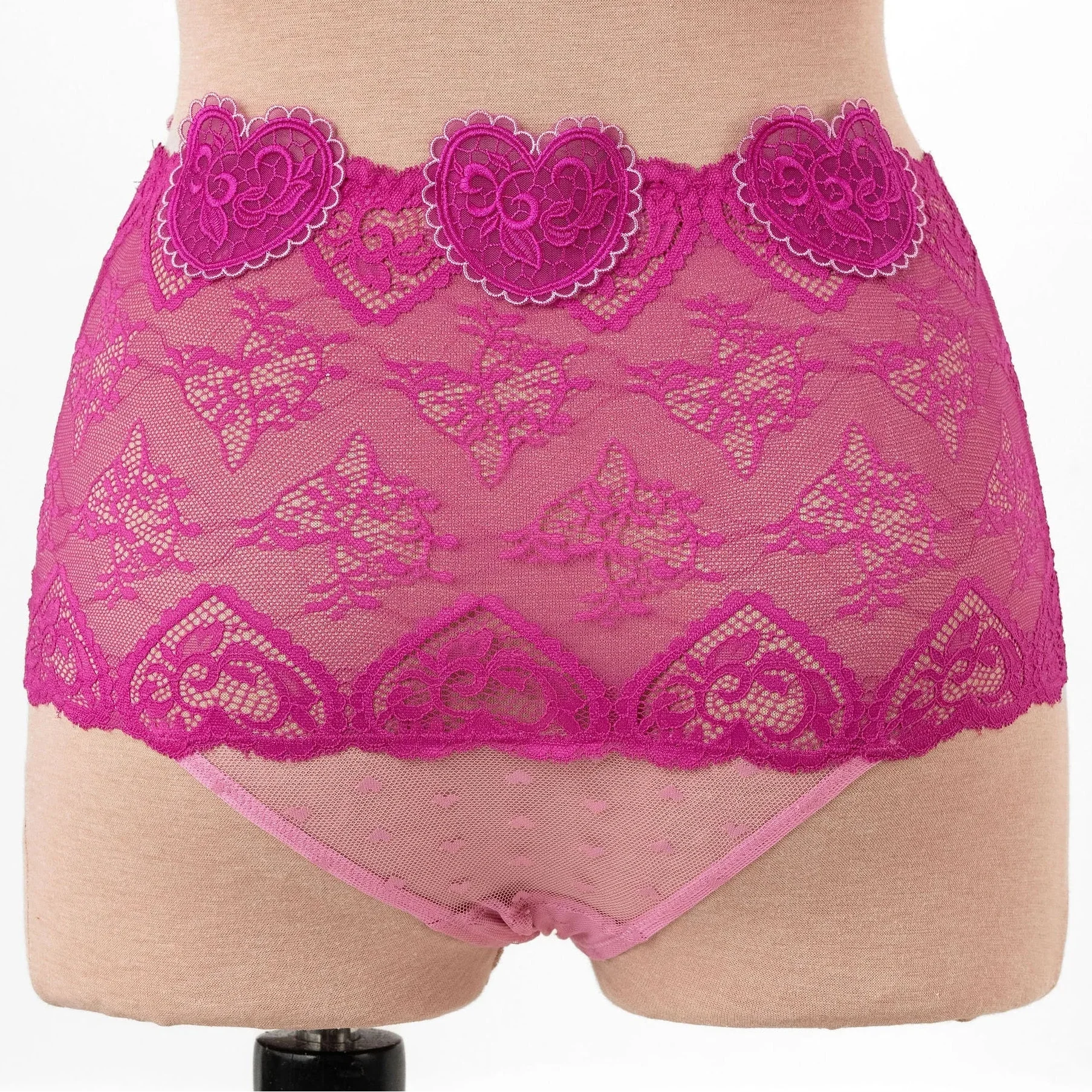Lacy Crotchless Hipster Panty - Fuchsia - Image 16
