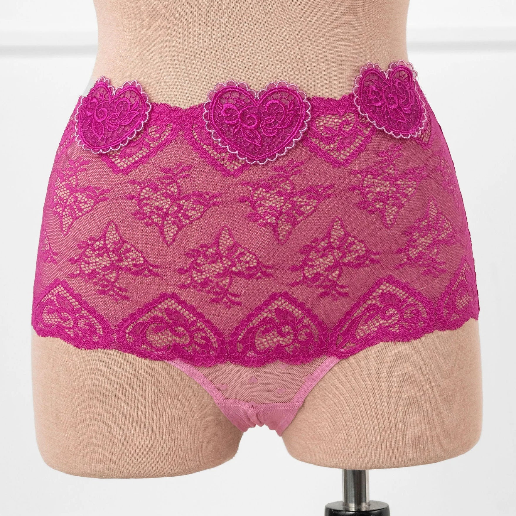 Lacy Crotchless Hipster Panty - Fuchsia - Image 6