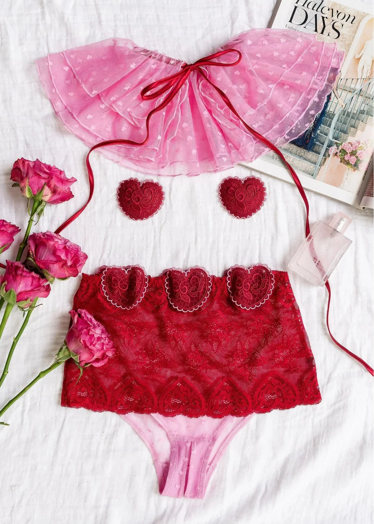Lacy Crotchless Hipster Panty - Red - Image 10