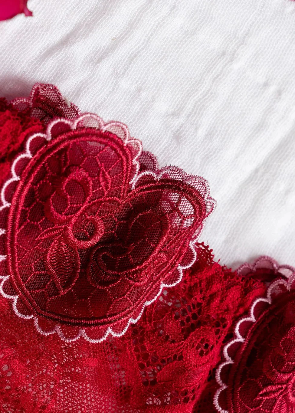 Lacy Crotchless Hipster Panty - Red - Image 12