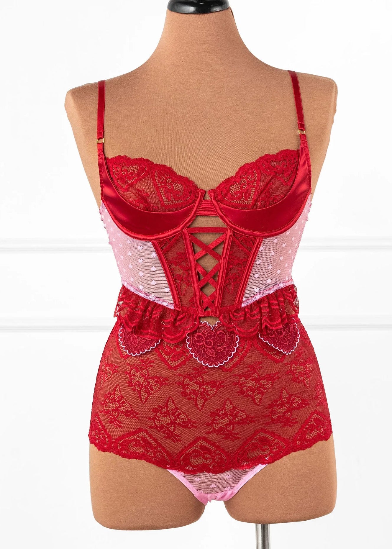 Lacy Crotchless Hipster Panty - Red - Image 14
