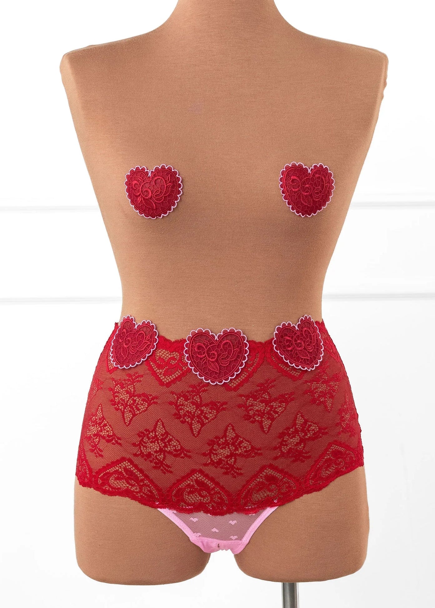 Lacy Crotchless Hipster Panty - Red - Image 4