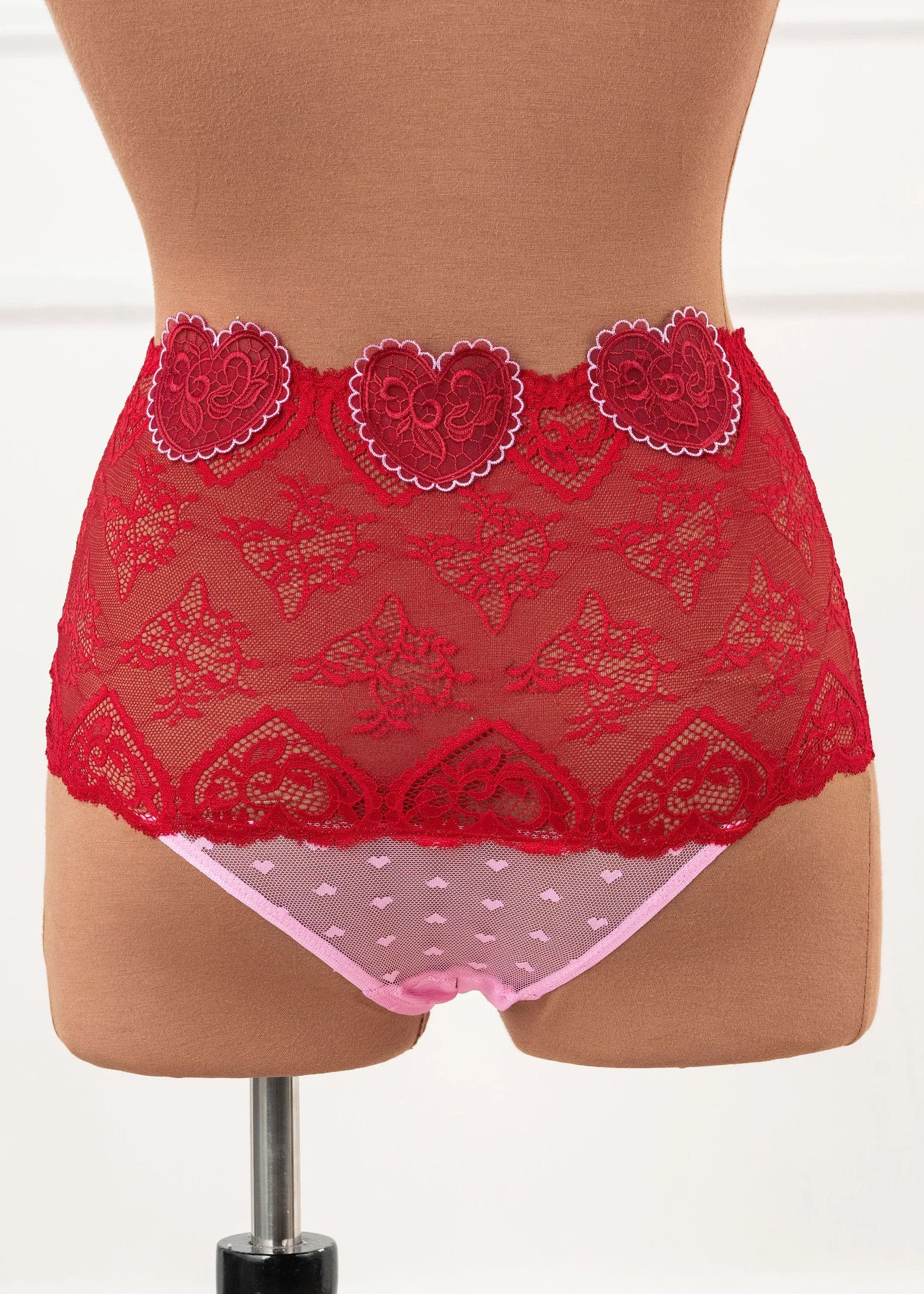 Lacy Crotchless Hipster Panty - Red - Image 8