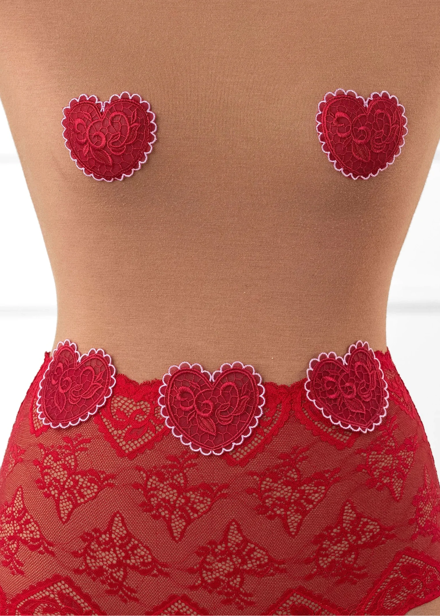 Lacy Crotchless Hipster Panty - Red - Image 9