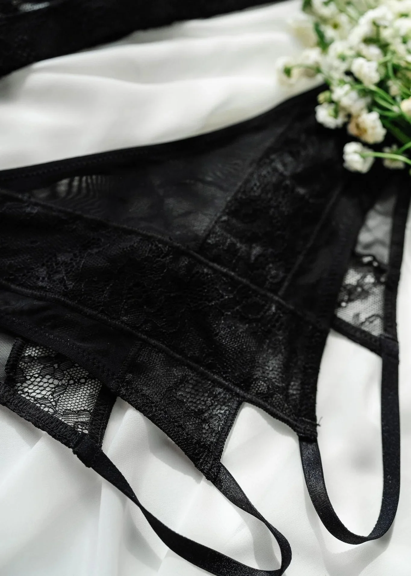 Lacy Crotchless Panty - Black - Image 11
