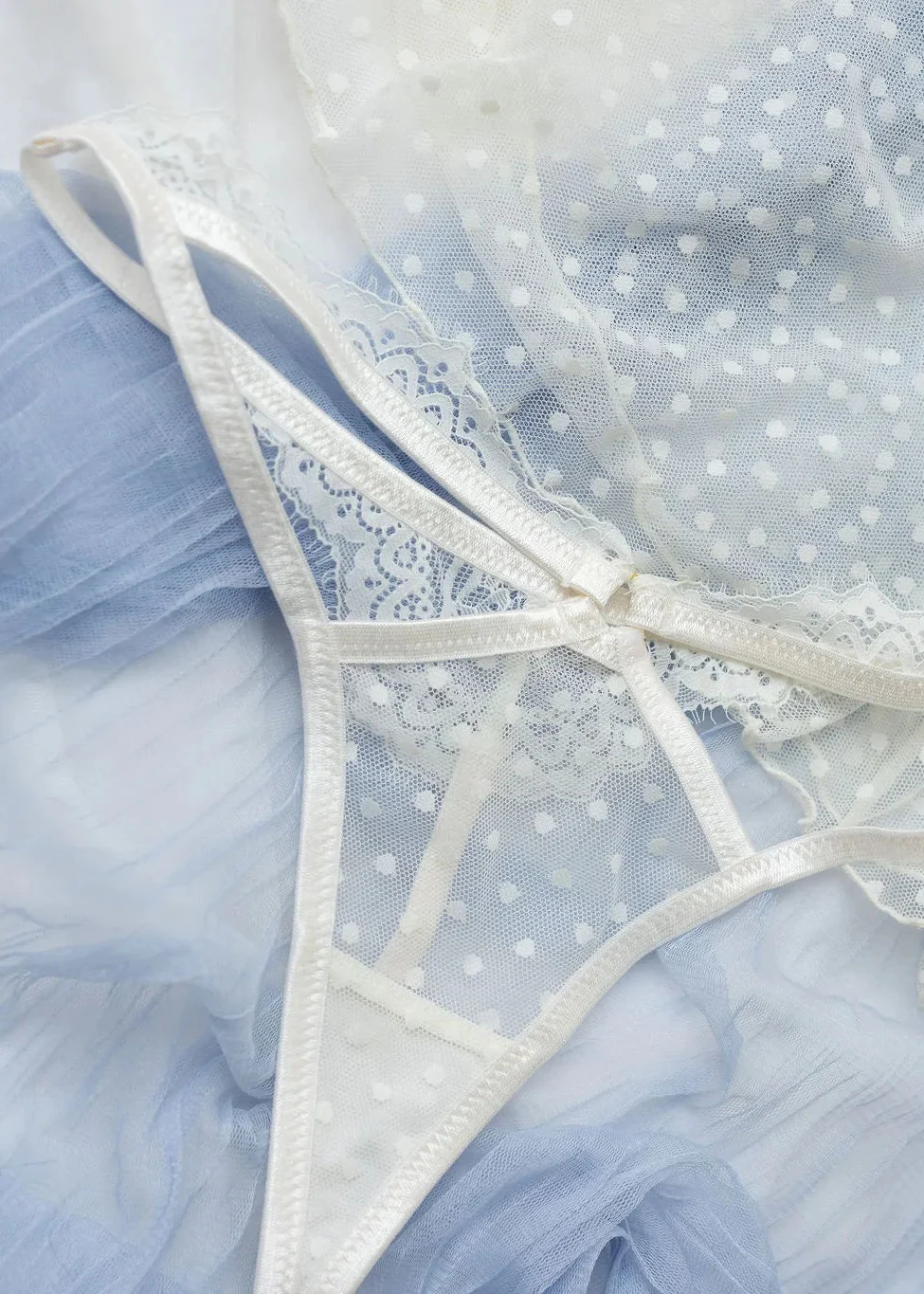 Lacy Cutout Thong - Pearl - Image 10