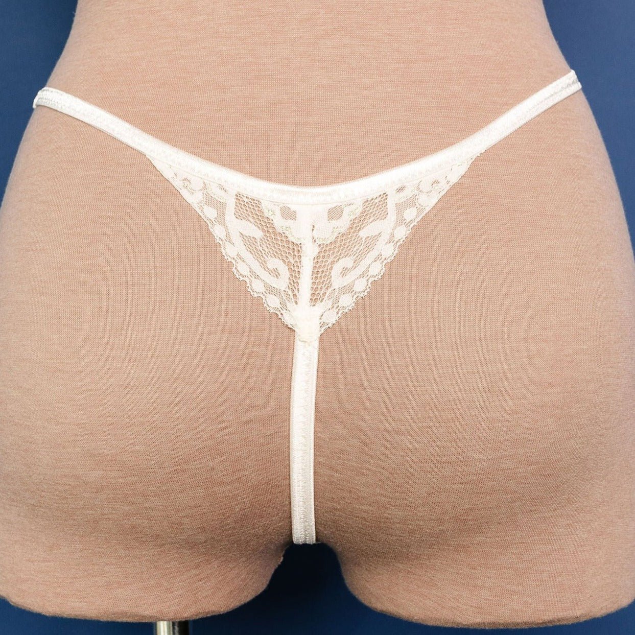 Lacy Cutout Thong - Pearl - Image 4