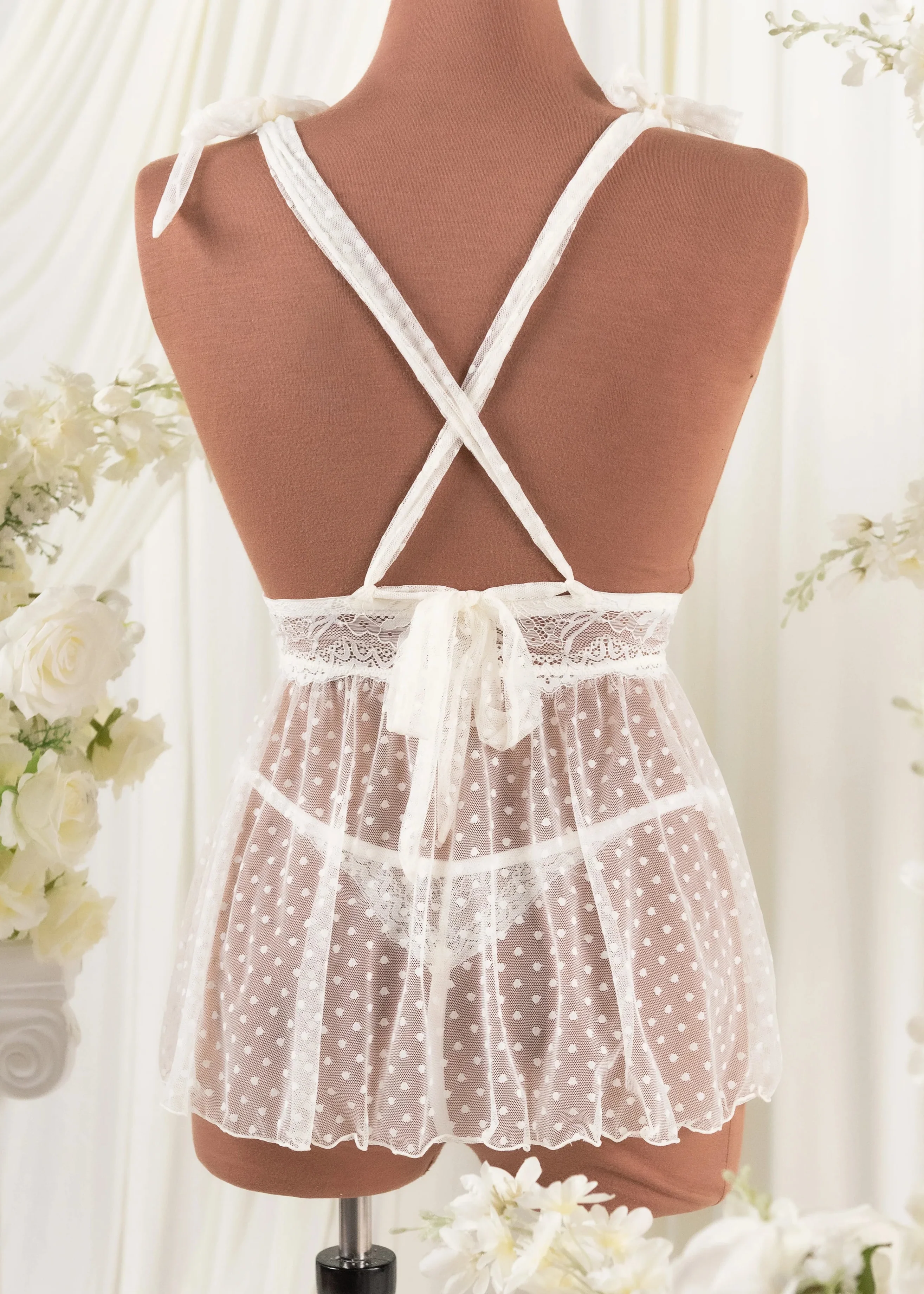 Lacy Cutout Thong - Pearl - Image 8
