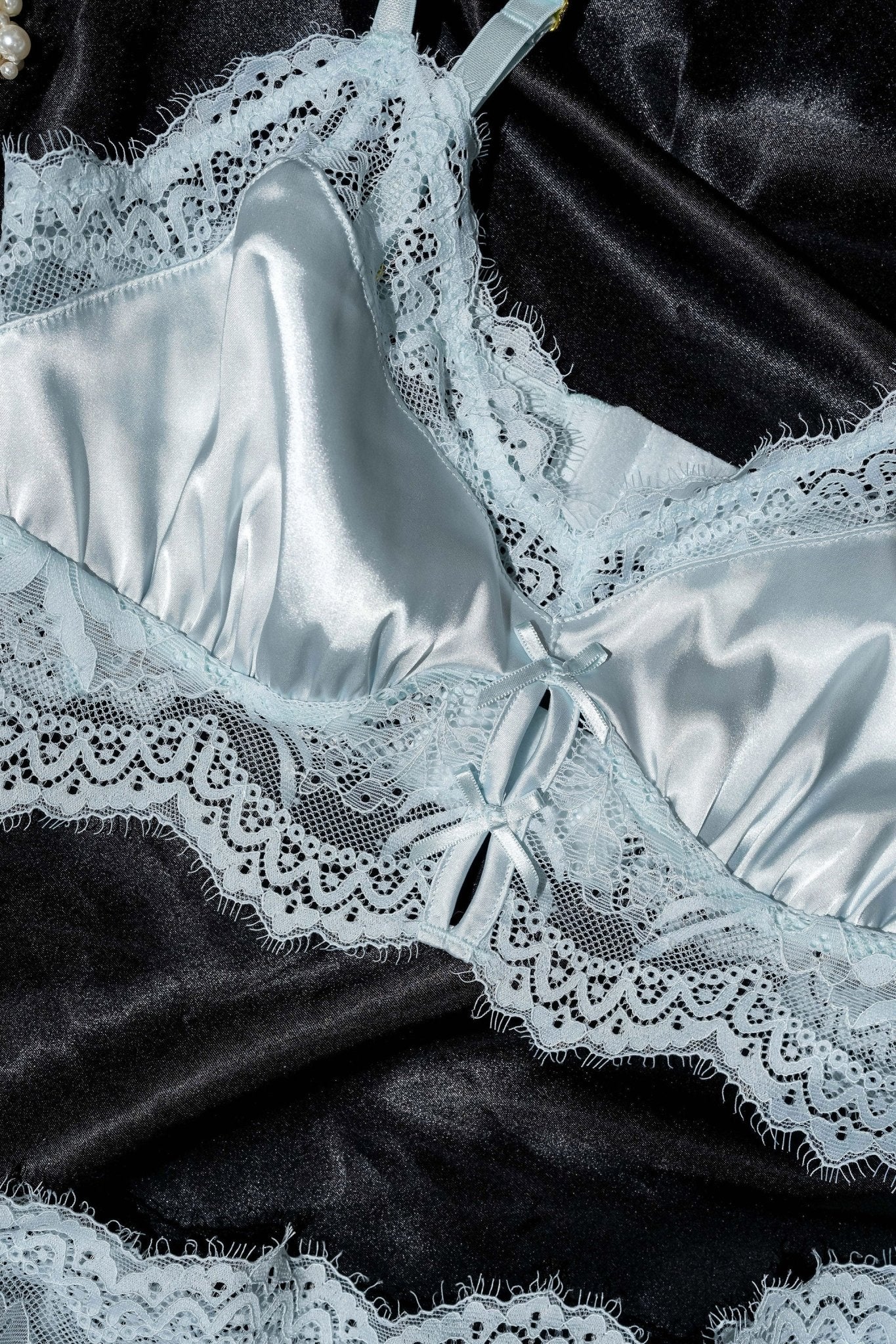 Lacy Satin Keyhole Bralette - Something Blue - Image 11