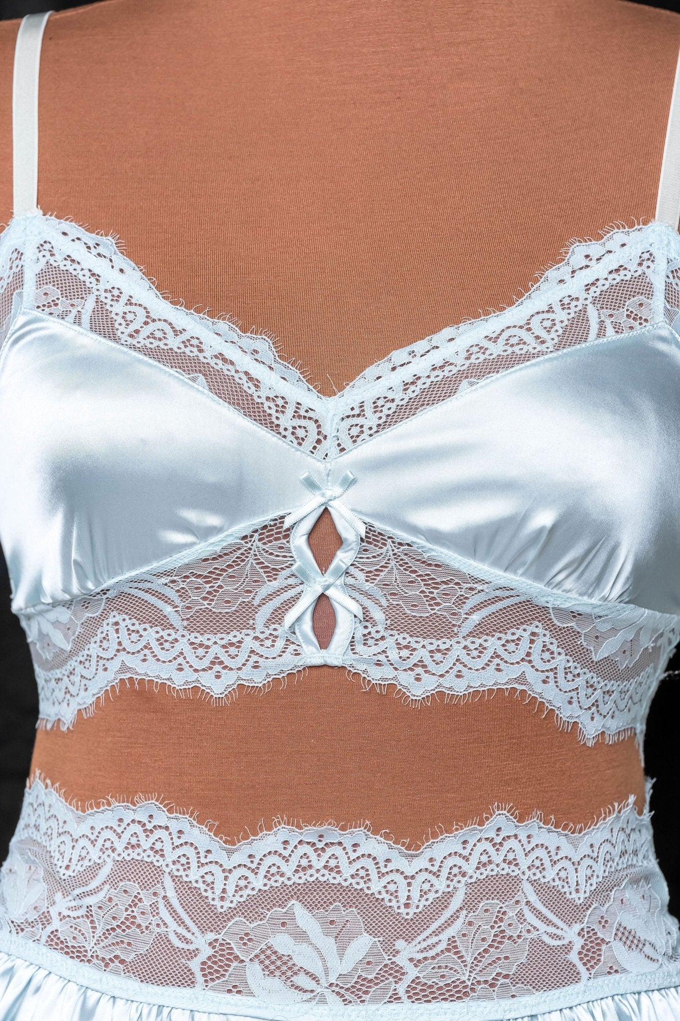 Lacy Satin Keyhole Bralette - Something Blue - Image 4