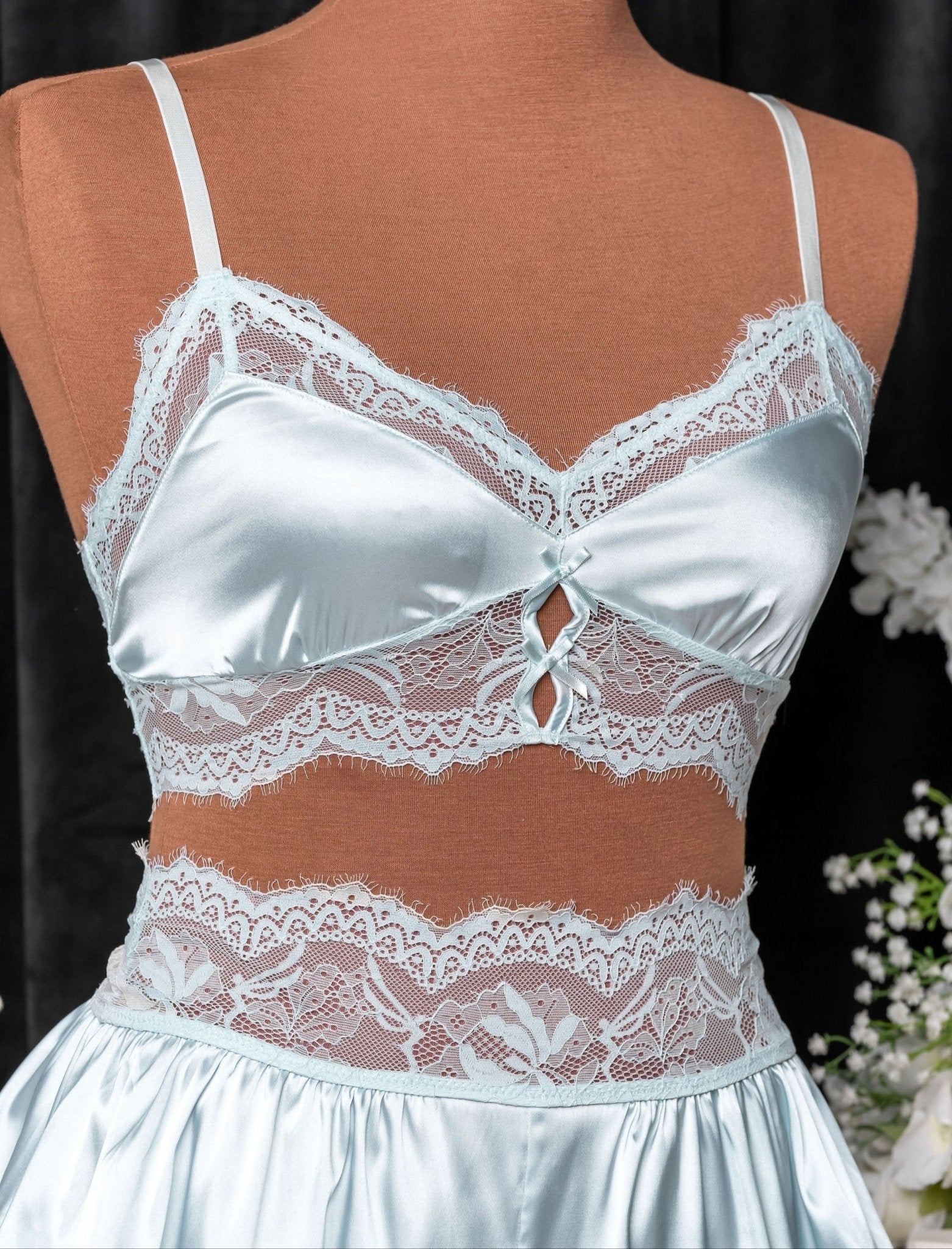 Lacy Satin Keyhole Bralette - Something Blue - Image 7