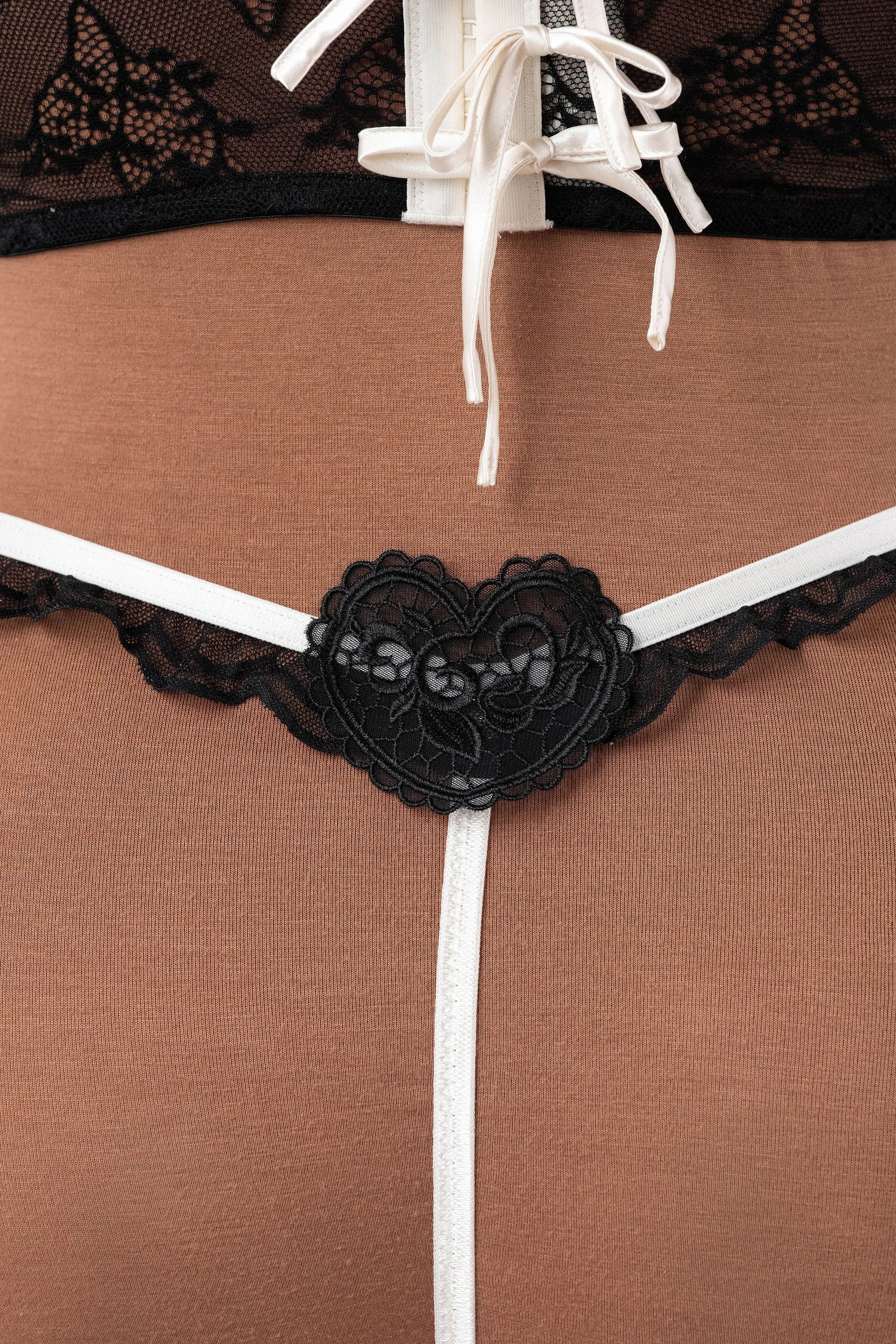 Lacy Scalloped Thong - Black - Image 7