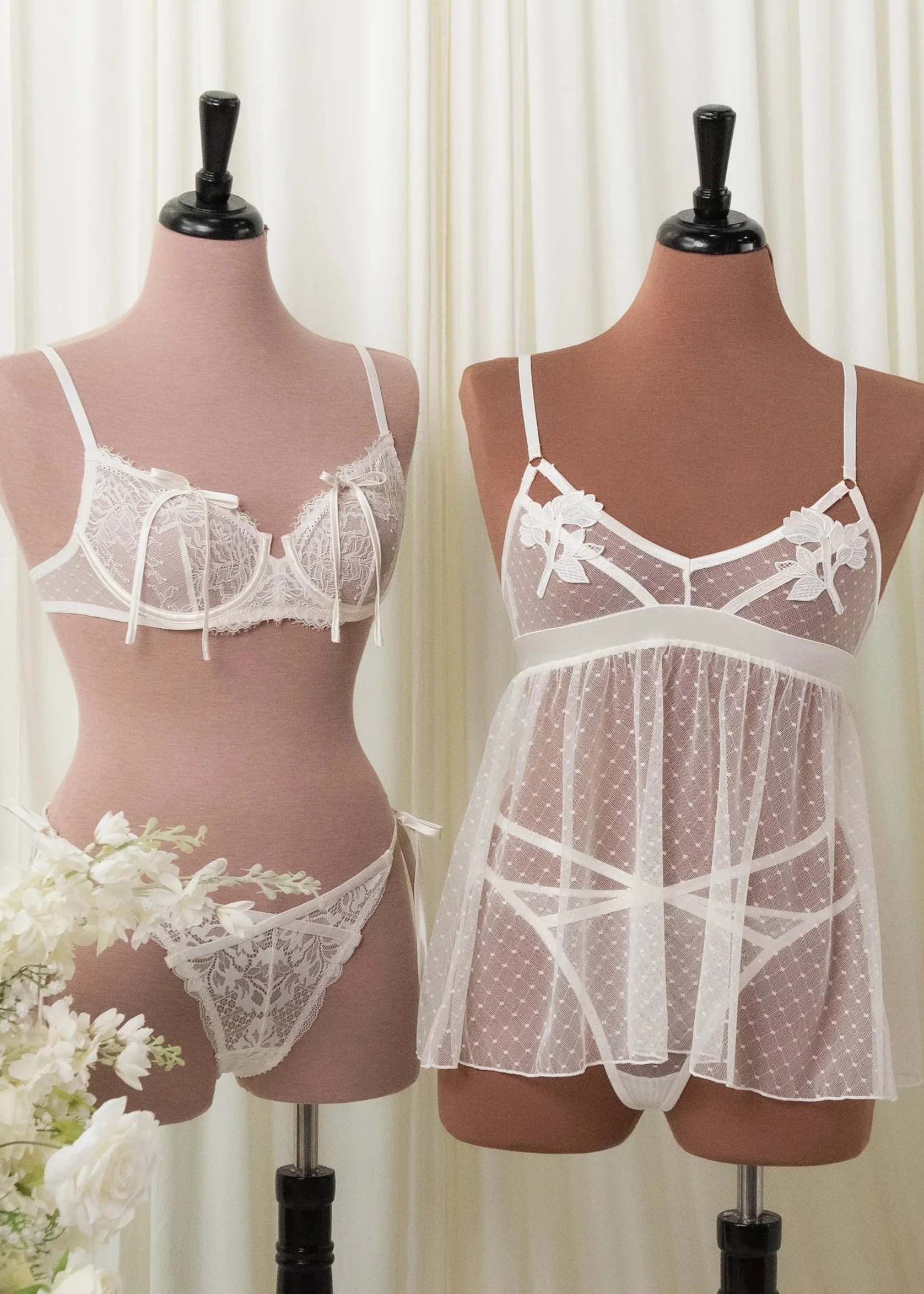 Lacy Side Tie Panty - Pearl - Image 12