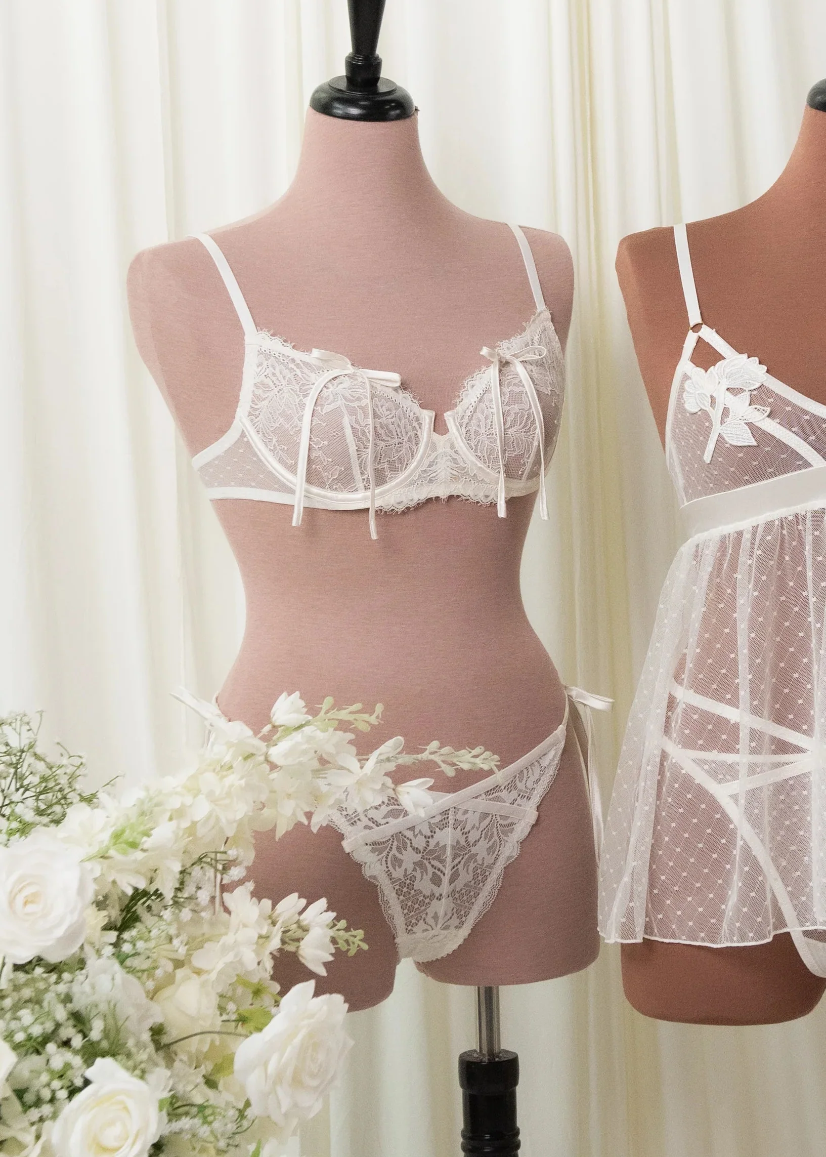 Lacy Side Tie Panty - Pearl - Image 13