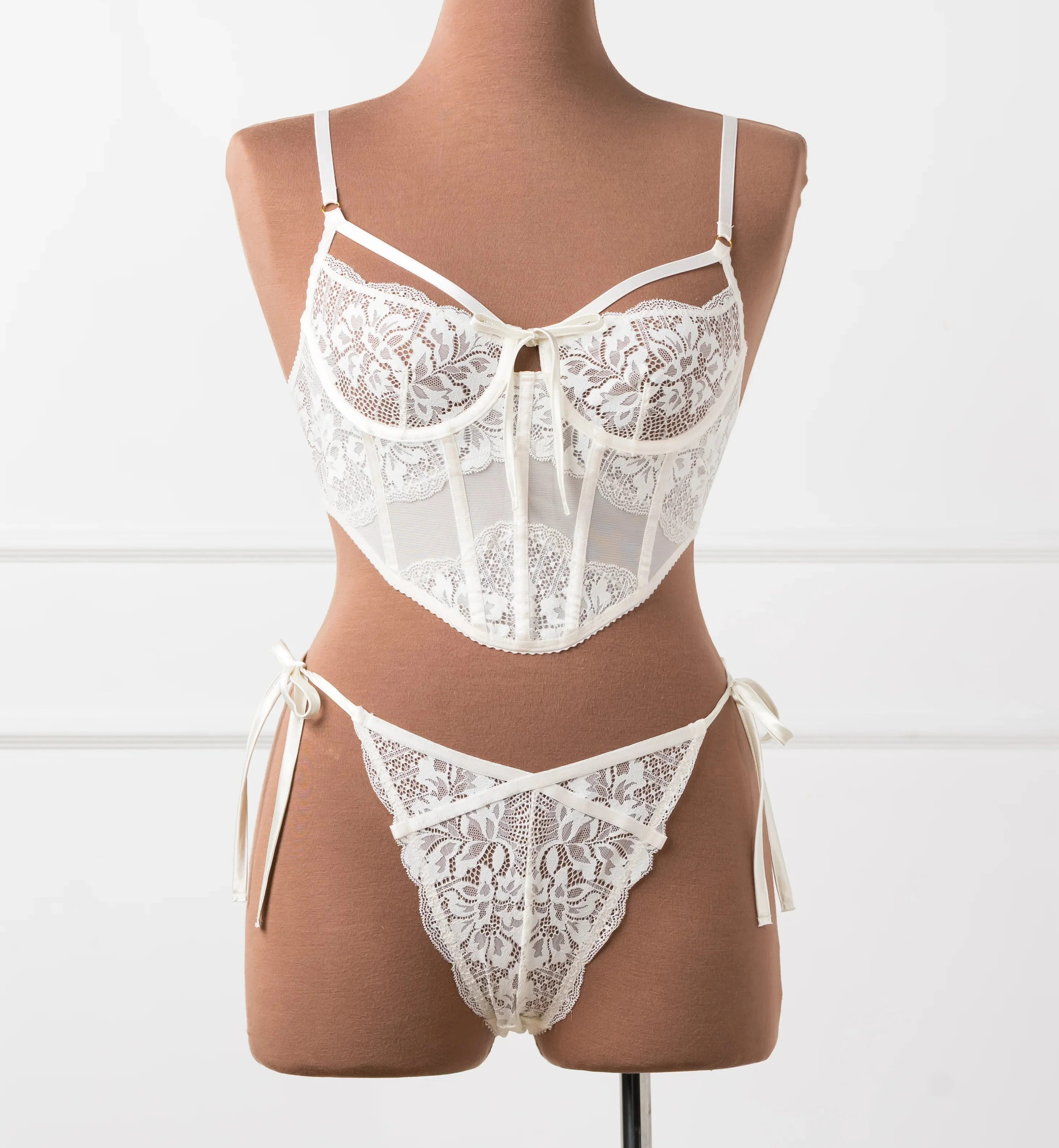 Lacy Side Tie Panty - Pearl - Image 3