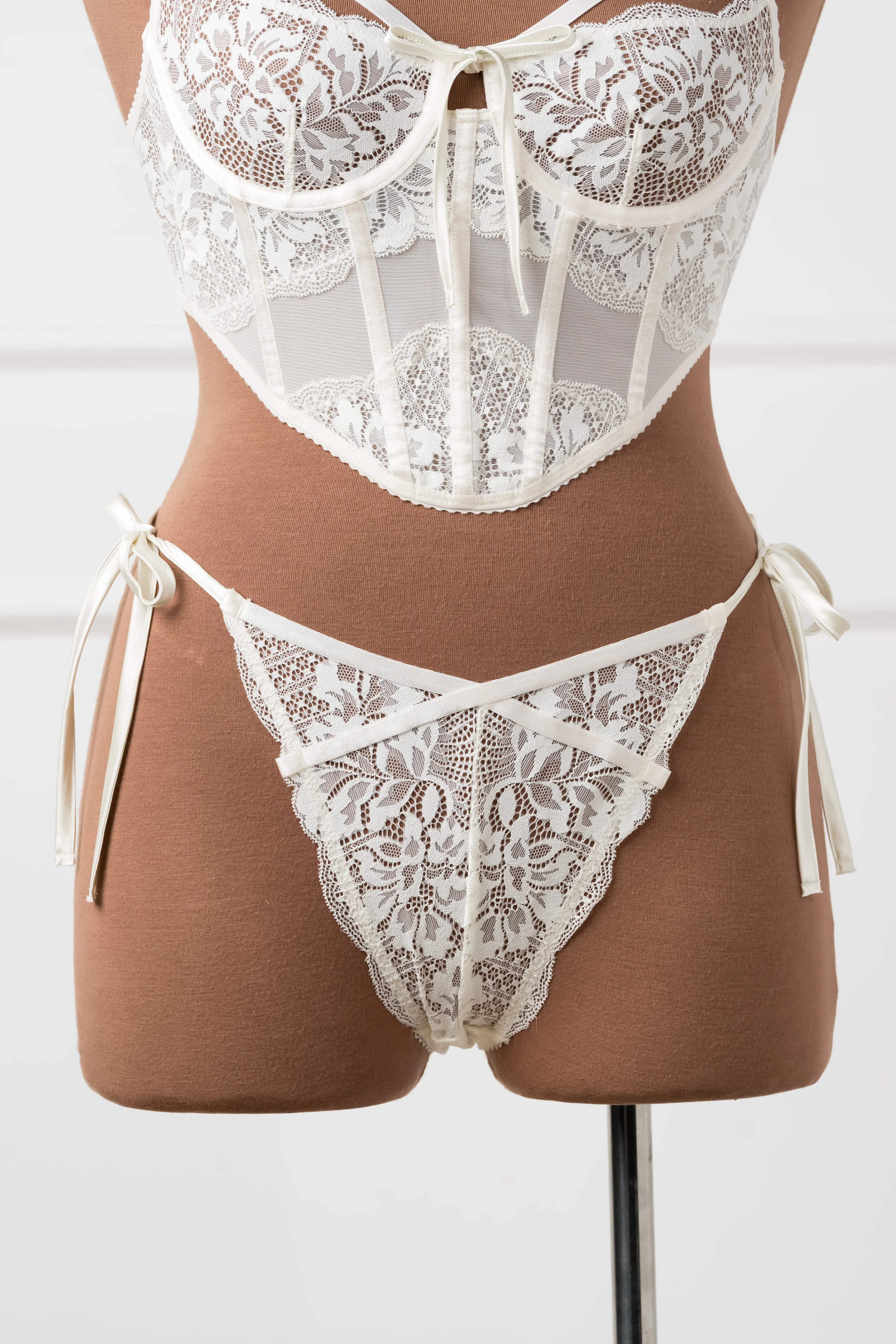 Lacy Side Tie Panty - Pearl - Image 7