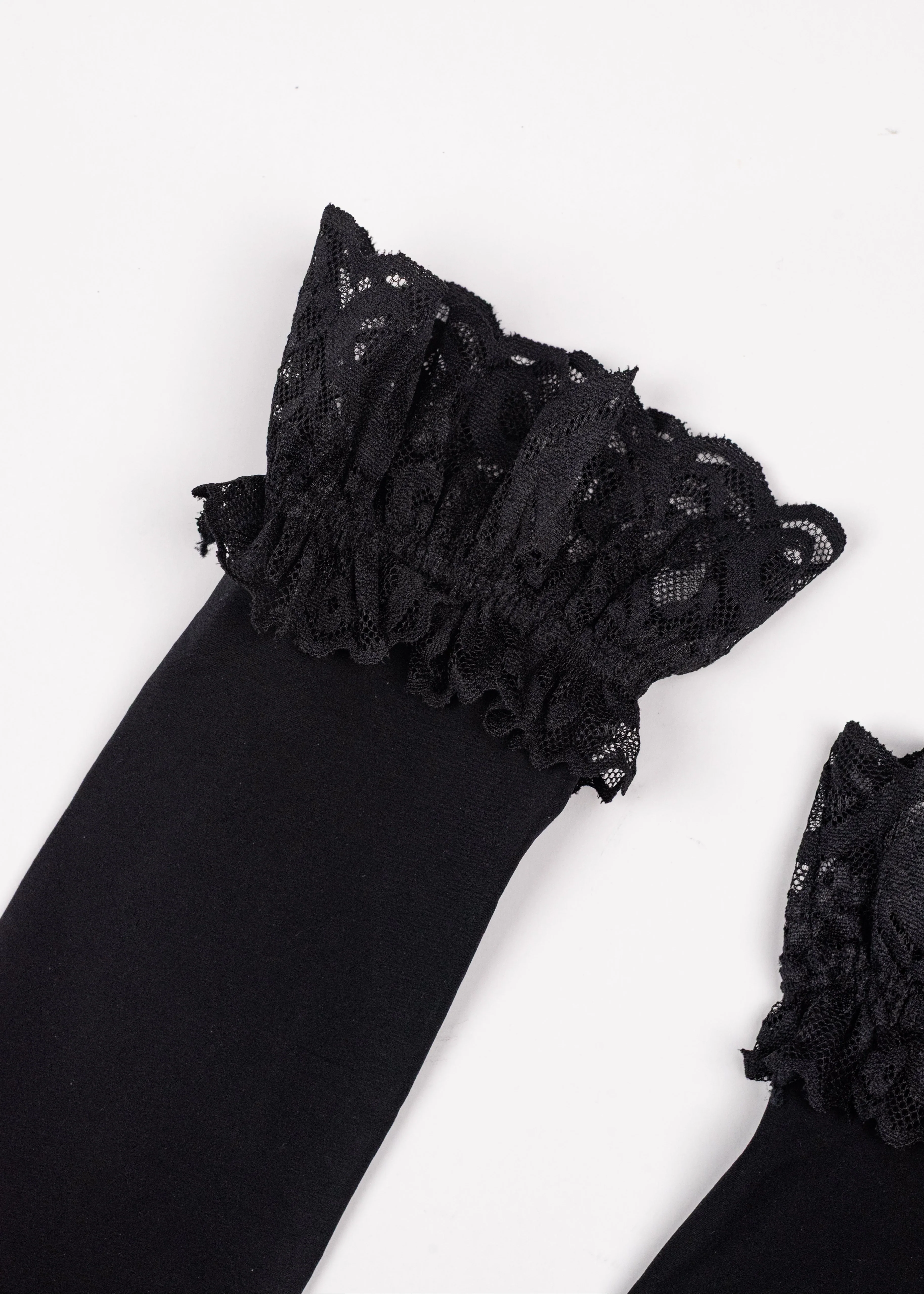 Lacy Thigh High Stockings - Black - Image 3