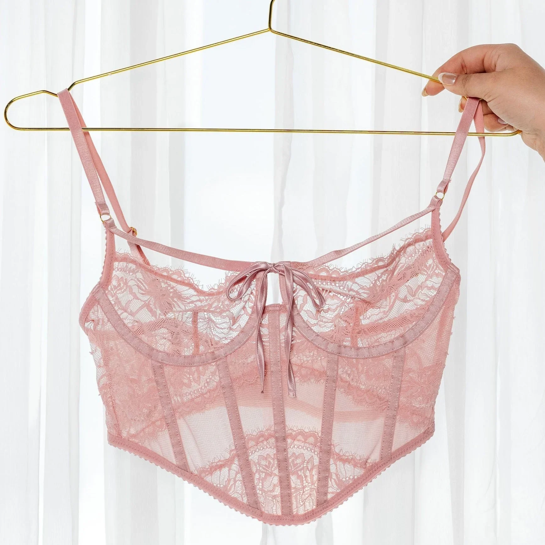 Lacy Underwire Corset - Blush - Image 15