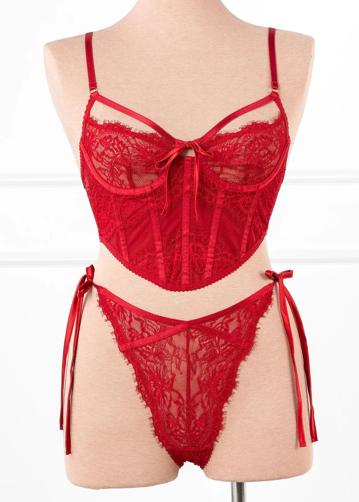 Lacy Underwire Corset - Red - Image 7