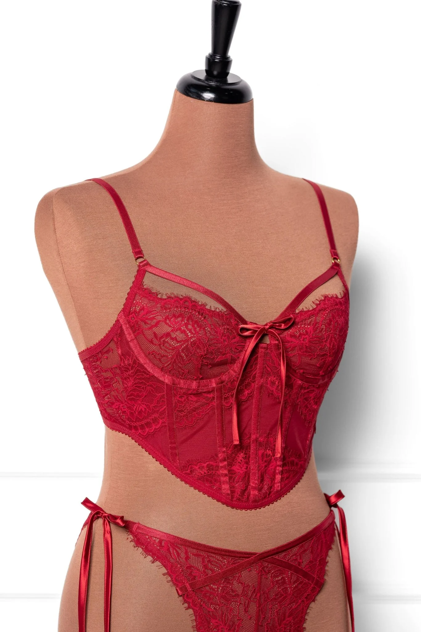 Lacy Underwire Corset - Red - Image 9