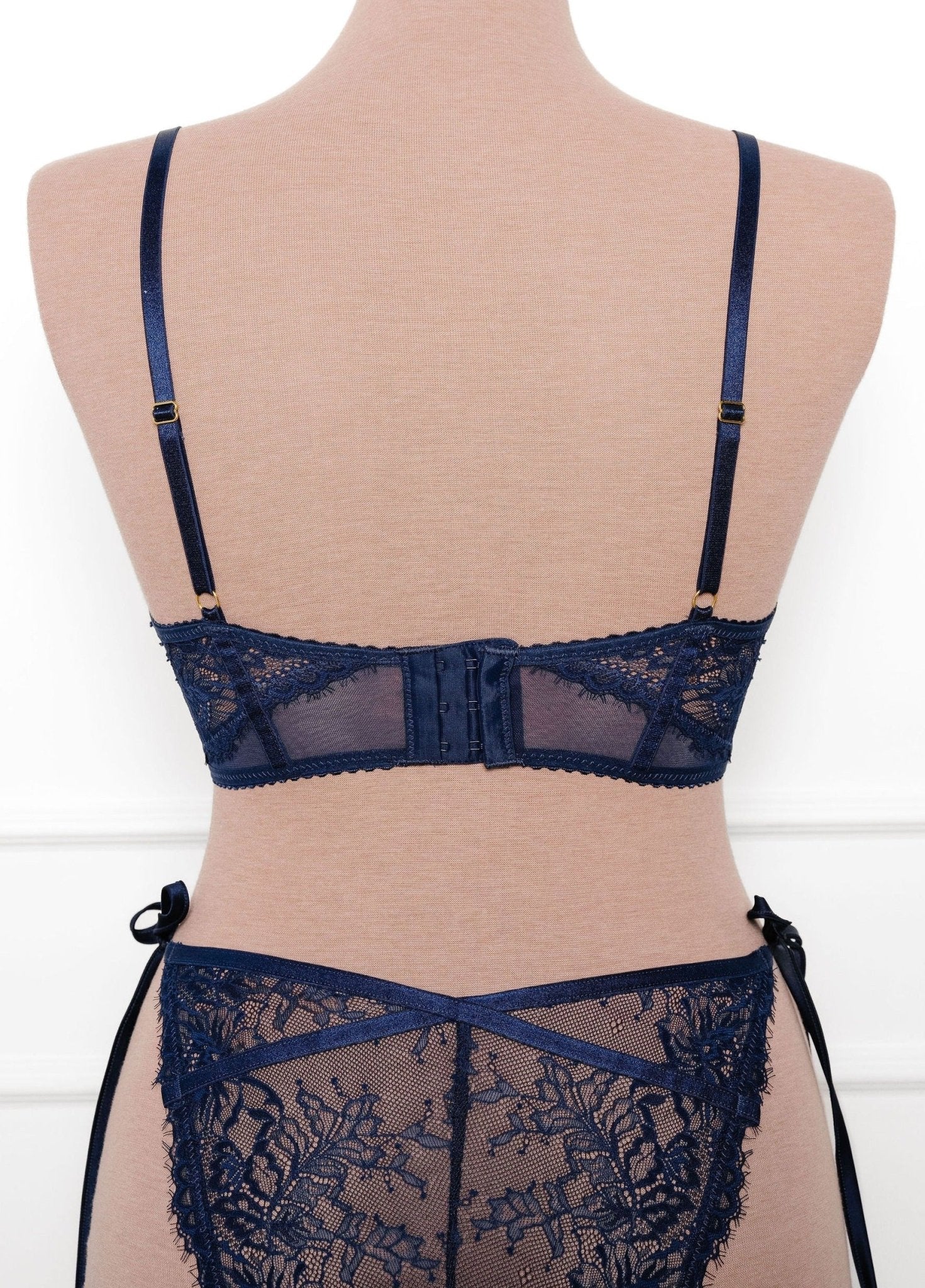 Lacy Underwire Cupless Corset - Navy - Image 8