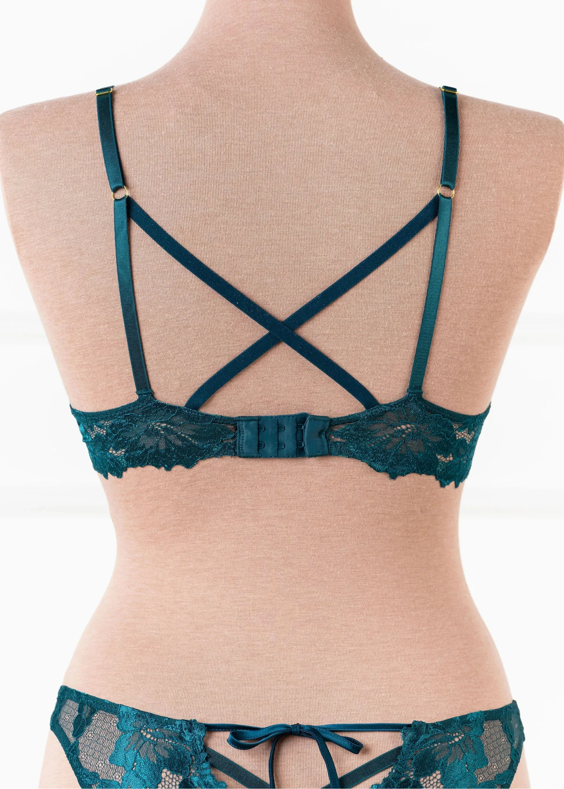 Lacy Underwire Padded Bralette - Teal - Image 8