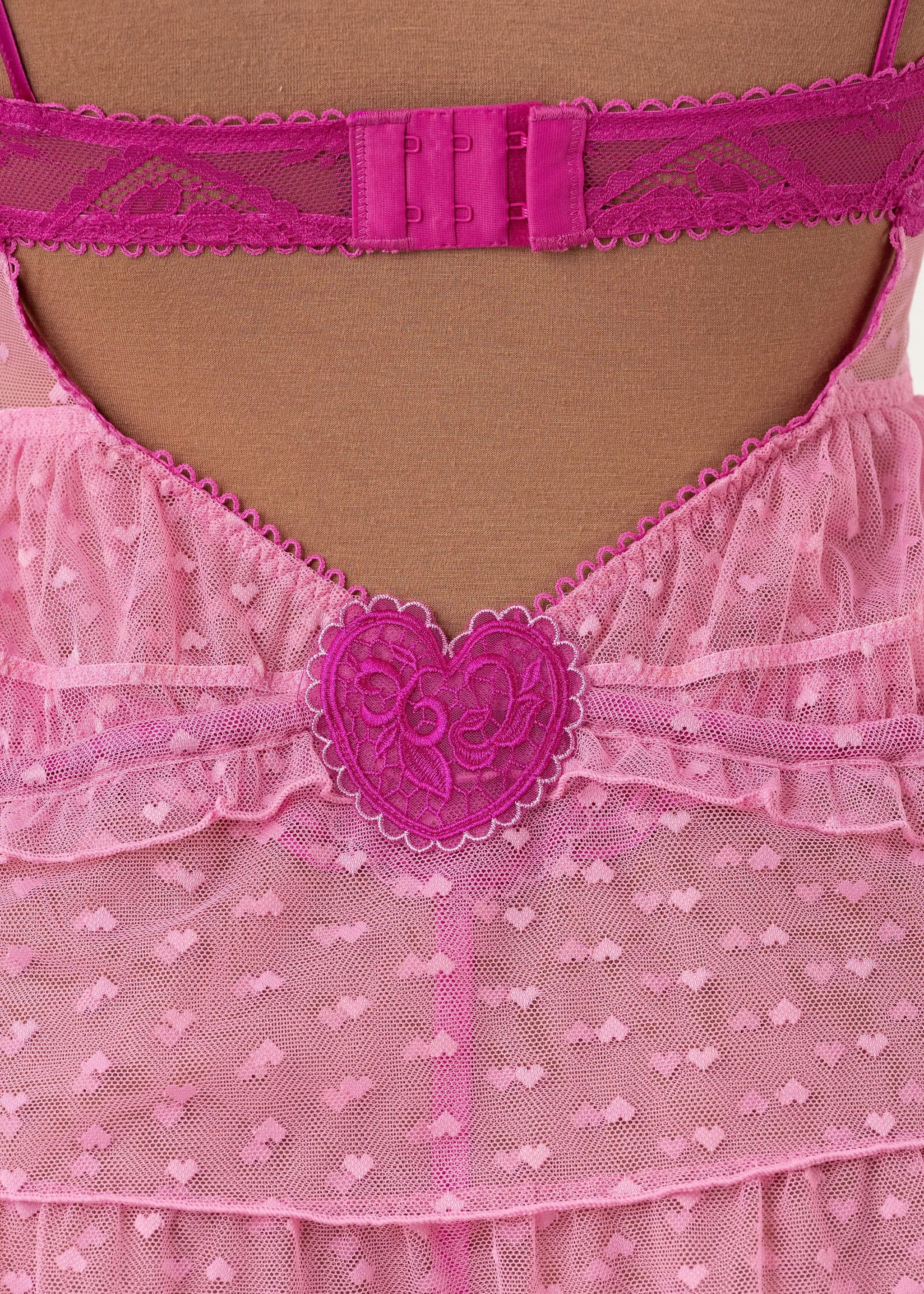 Lacy Underwire Ruched Babydoll - Fuchsia - Image 12
