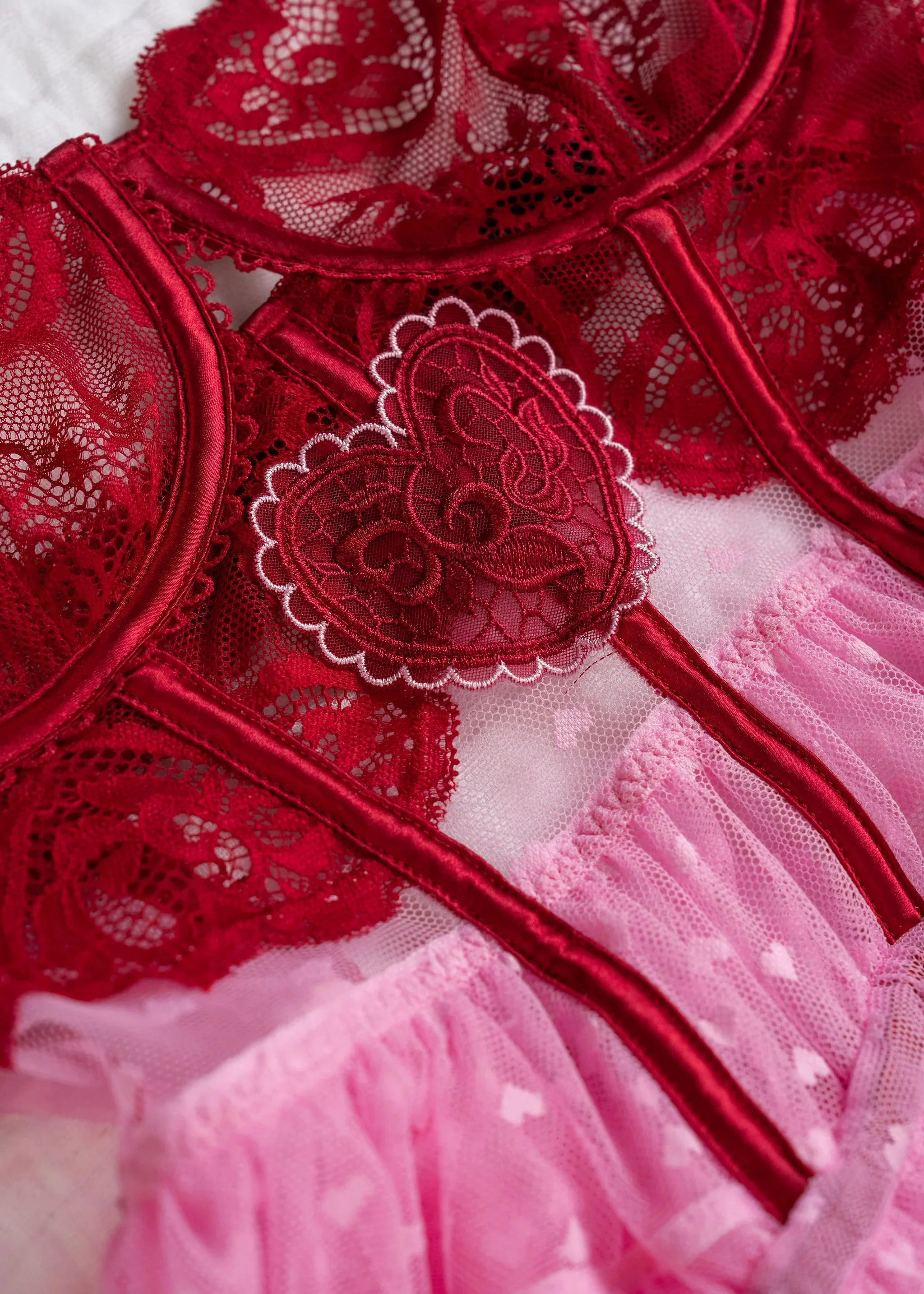 Lacy Underwire Ruched Babydoll - Red - Image 14
