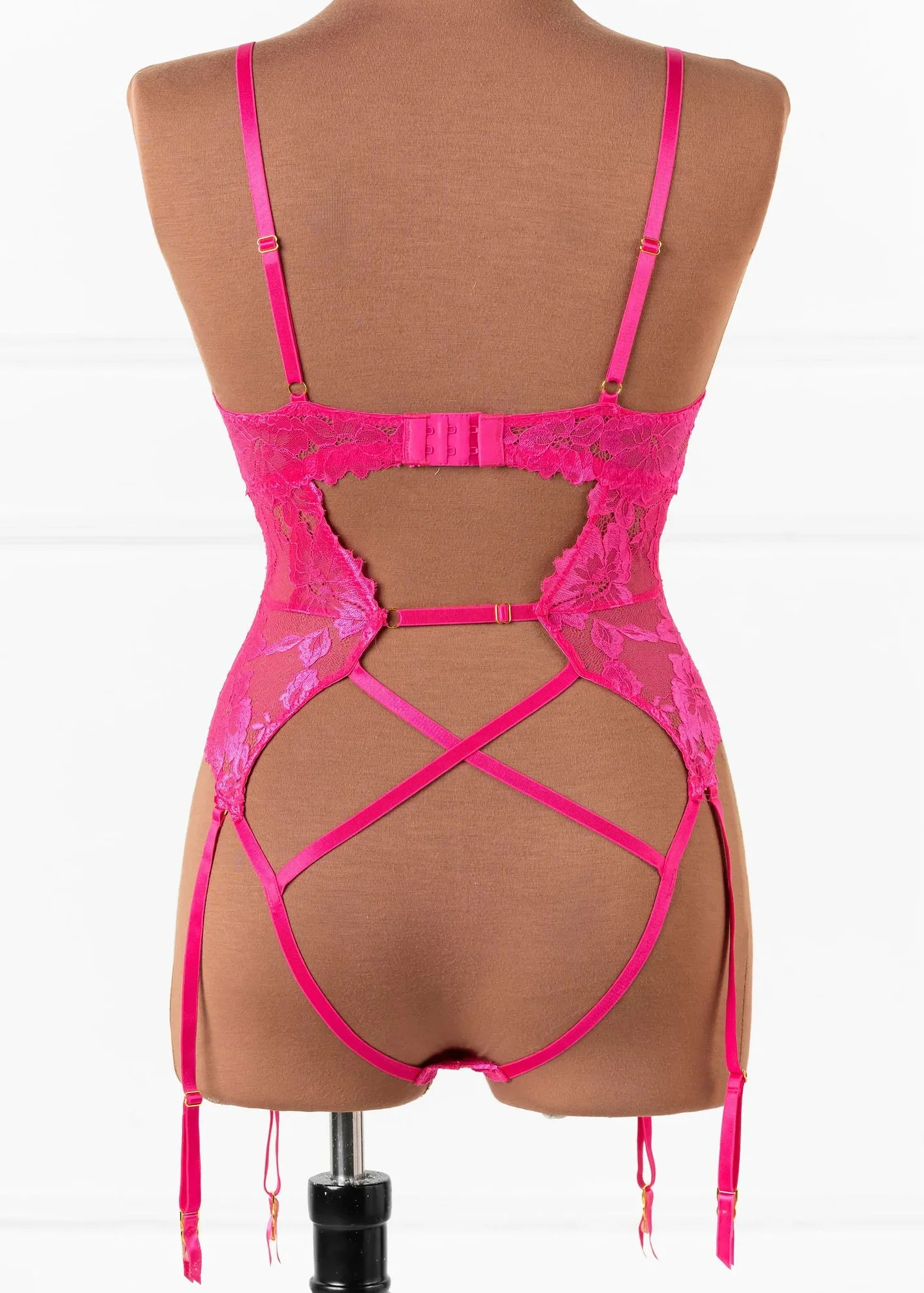 Lacy V-Plunge Teddy - Hot Pink - Image 5