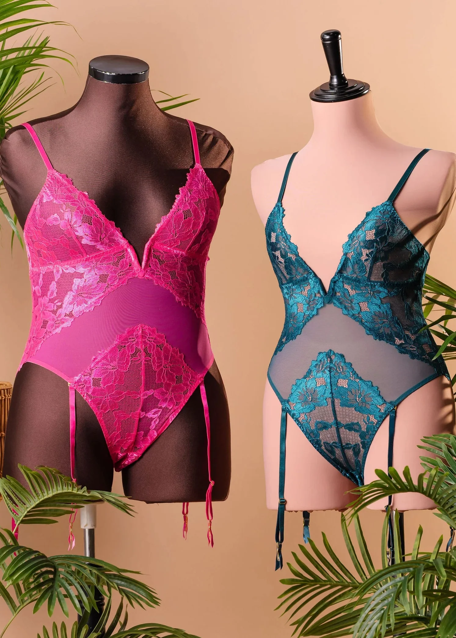 Lacy V-Plunge Teddy - Teal - Image 17
