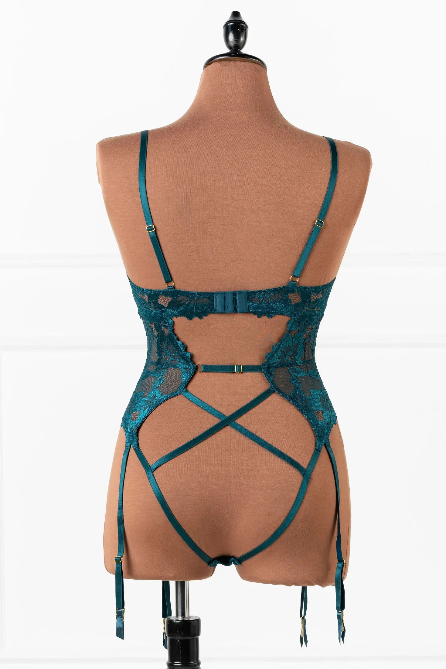 Lacy V-Plunge Teddy - Teal - Image 4