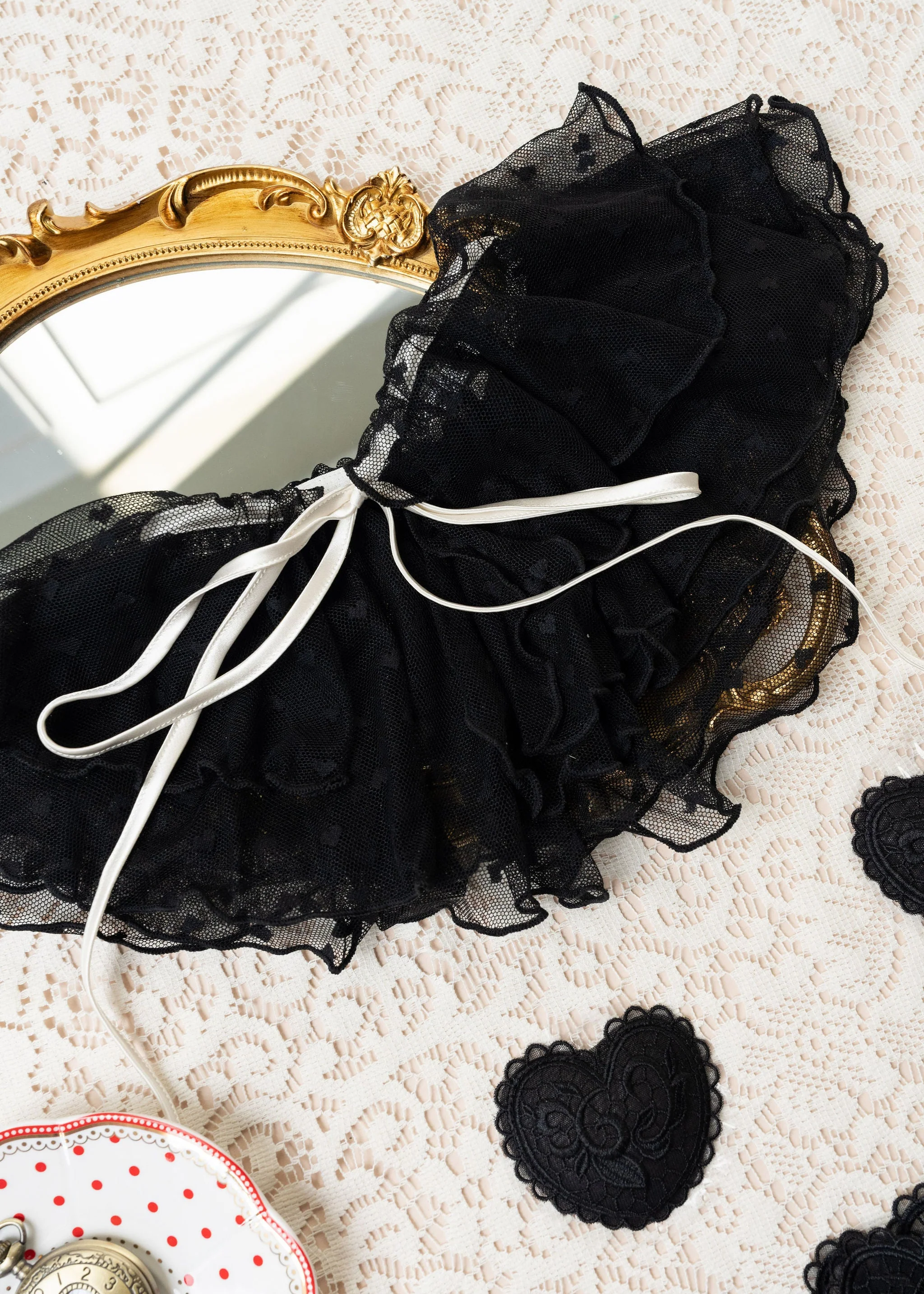 Lingerie Ruffle Cape - Black - Image 11