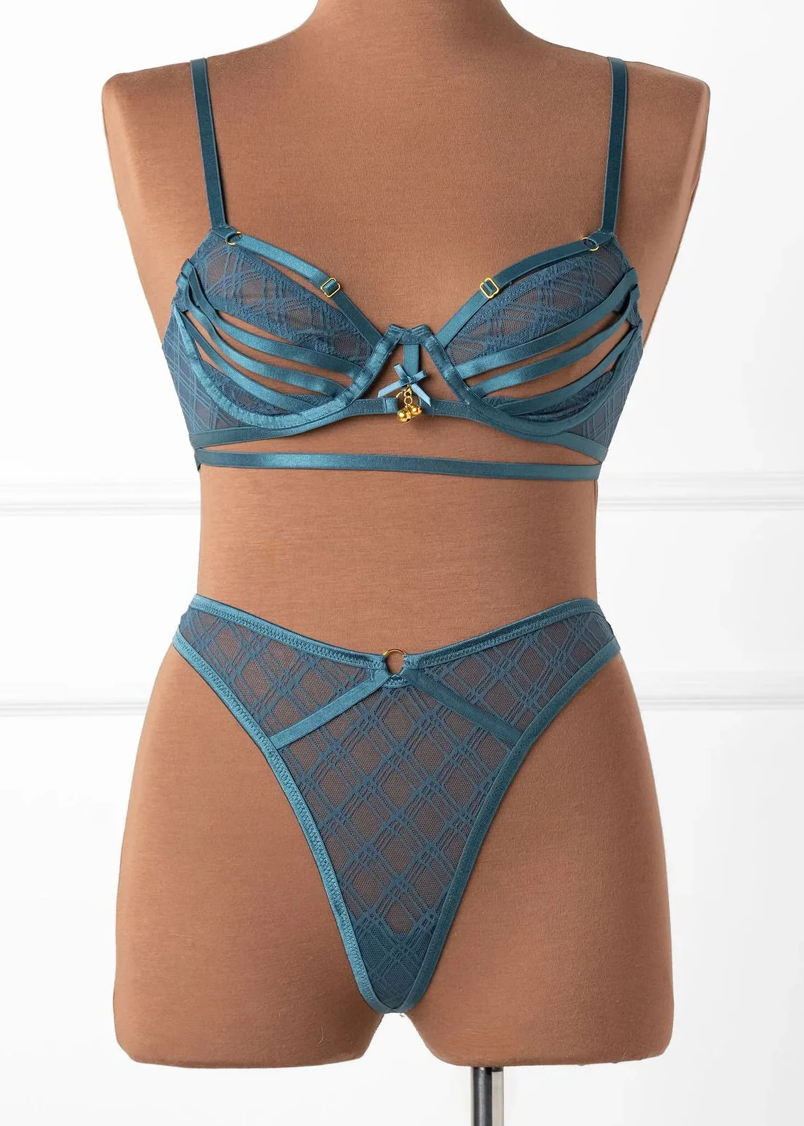 Midrise Mesh Charm Thong - Retro Blue - Image 2