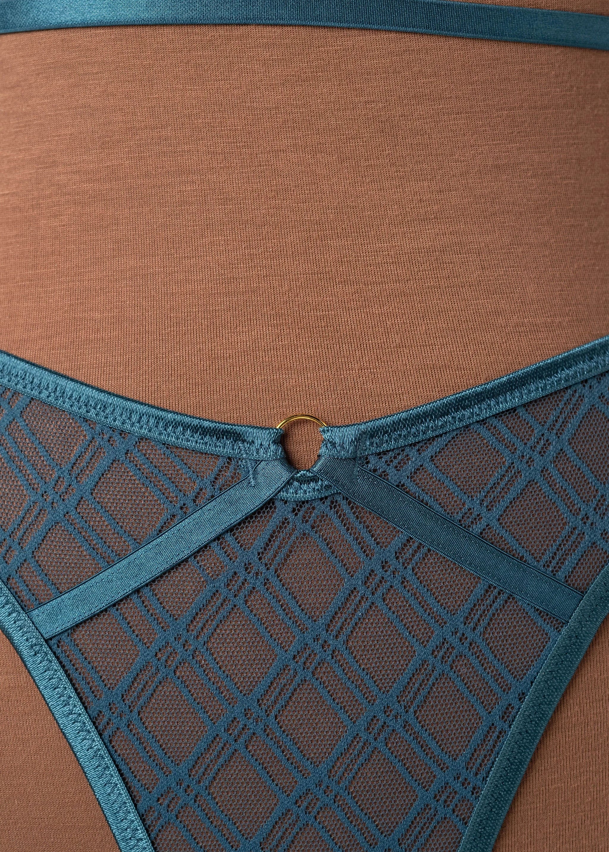 Midrise Mesh Charm Thong - Retro Blue - Image 5