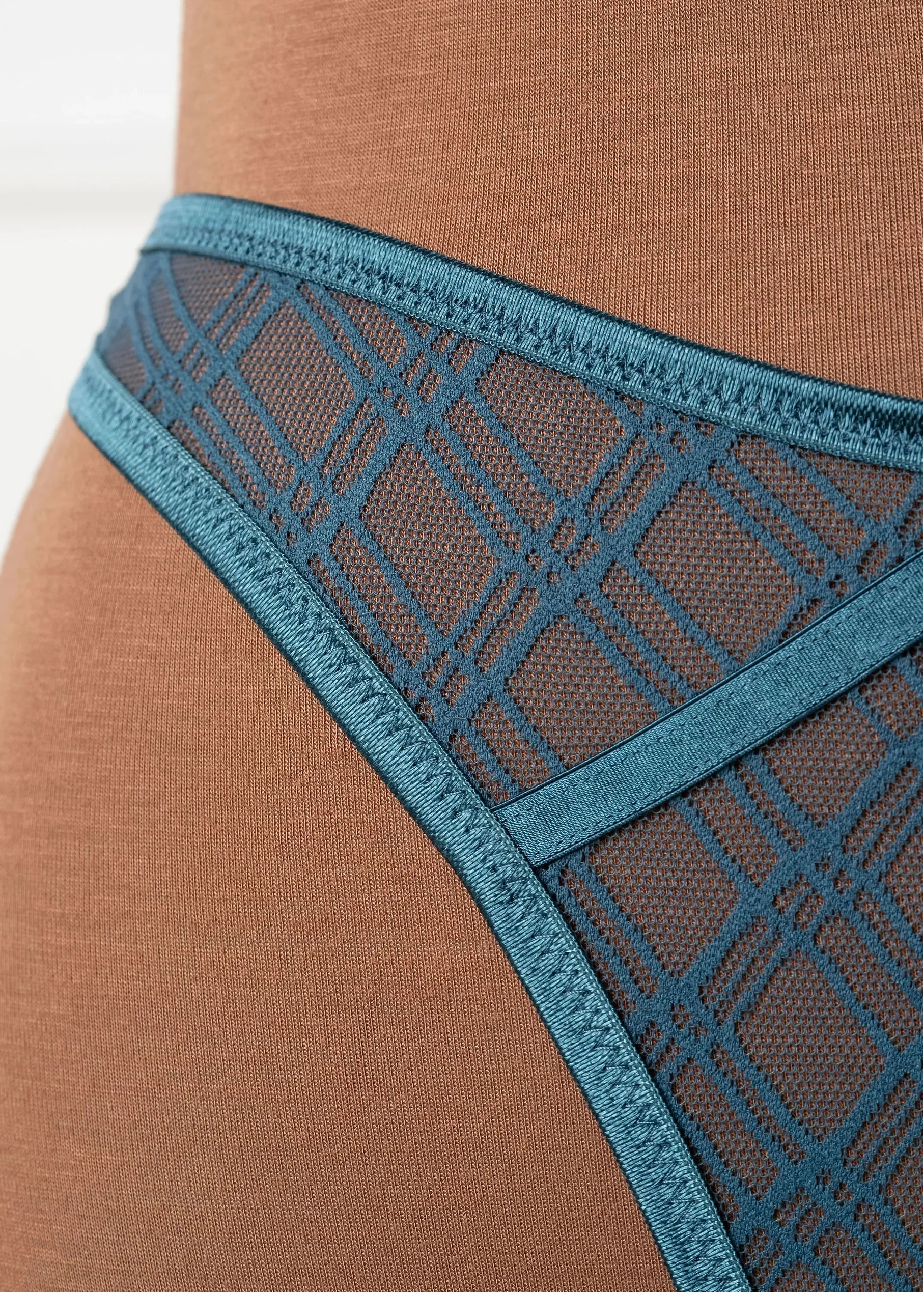 Midrise Mesh Charm Thong - Retro Blue - Image 7