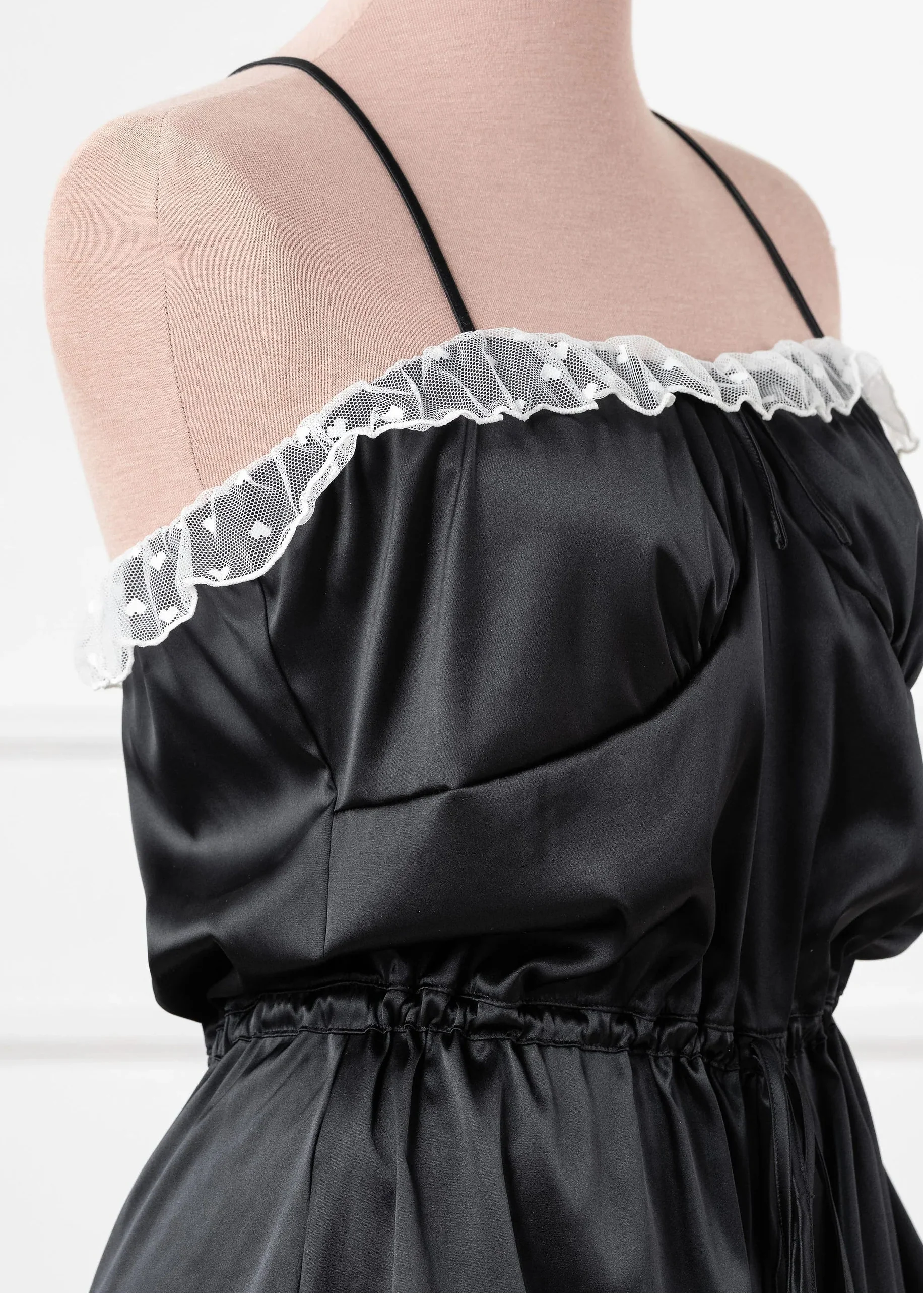Satin Cross-Back Romper - Black - Image 10