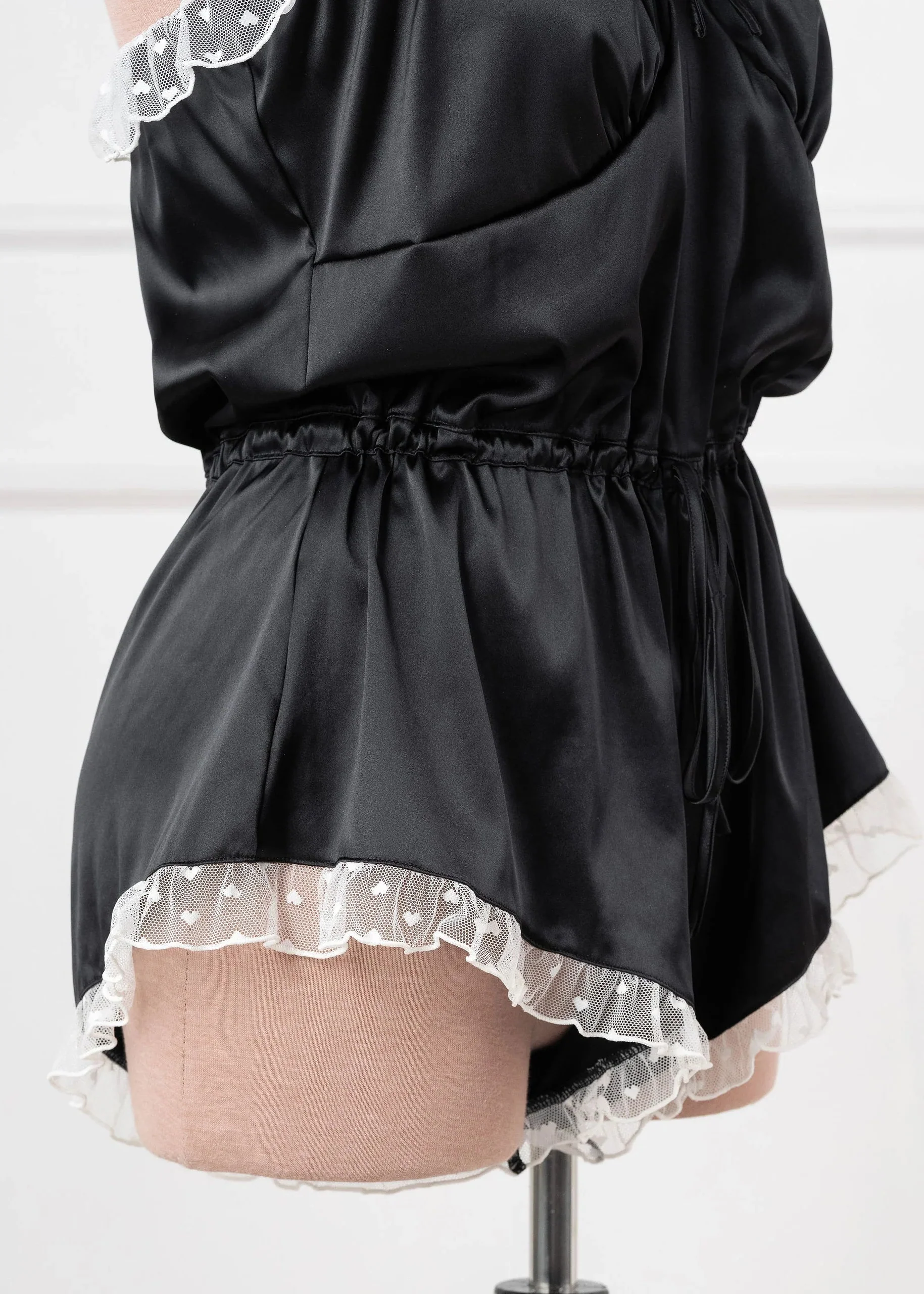 Satin Cross-Back Romper - Black - Image 12