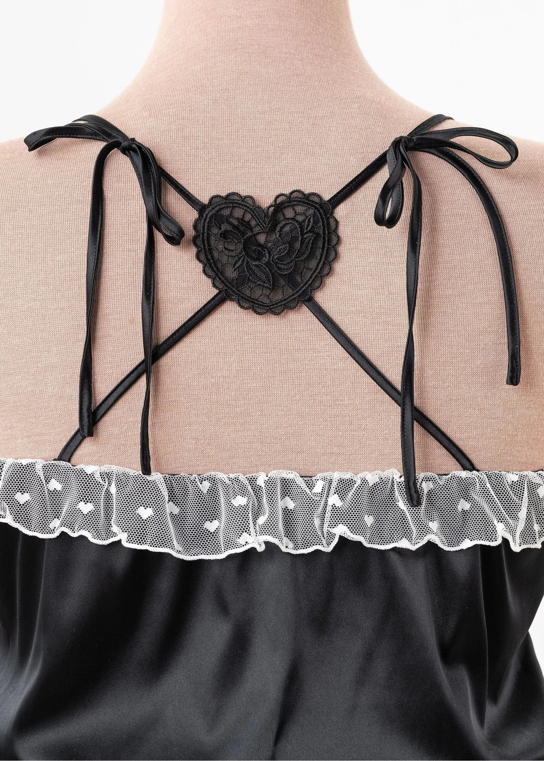Satin Cross-Back Romper - Black - Image 7