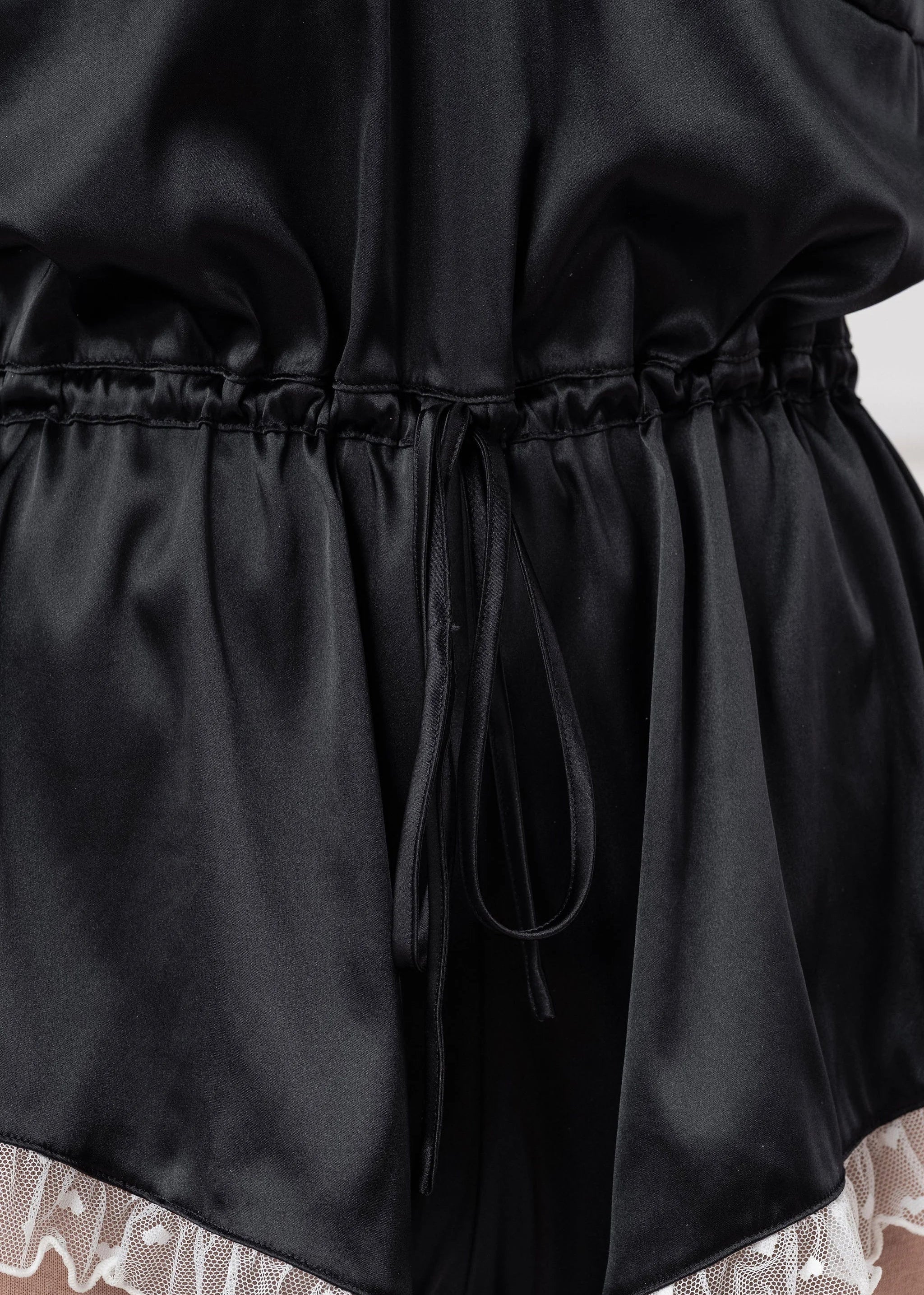 Satin Cross-Back Romper - Black - Image 9