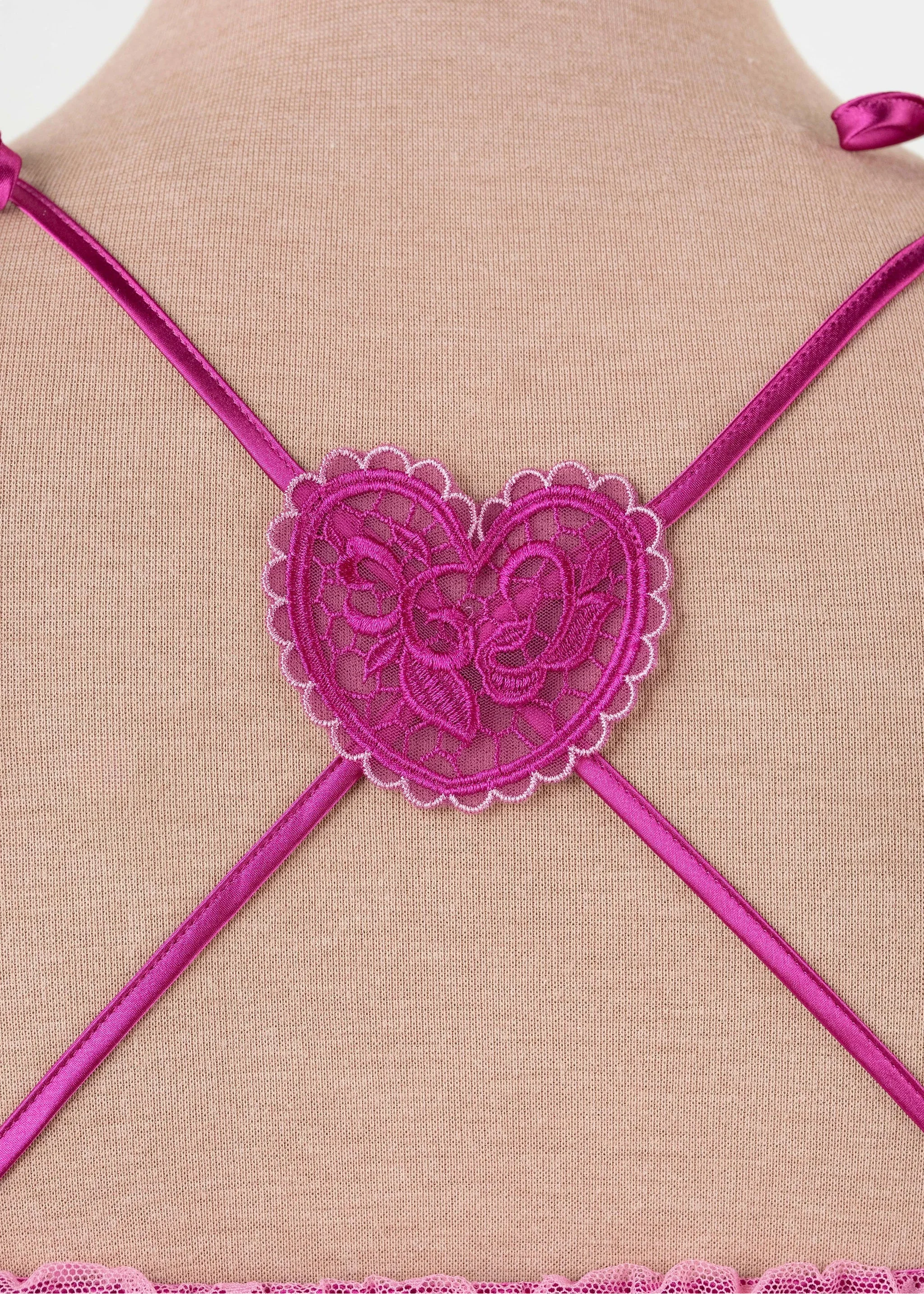Satin Cross-Back Romper - Fuchsia - Image 11