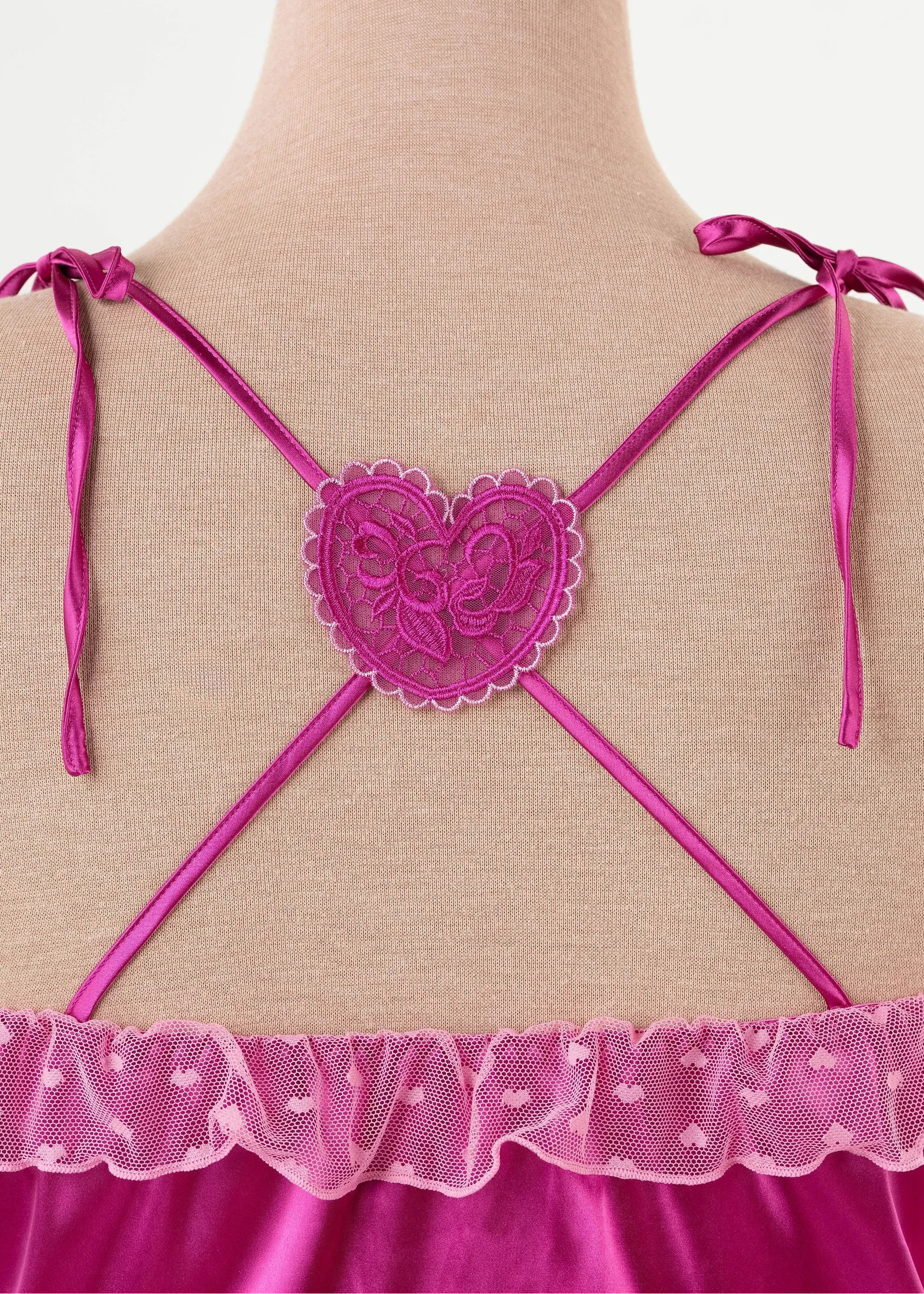 Satin Cross-Back Romper - Fuchsia - Image 6