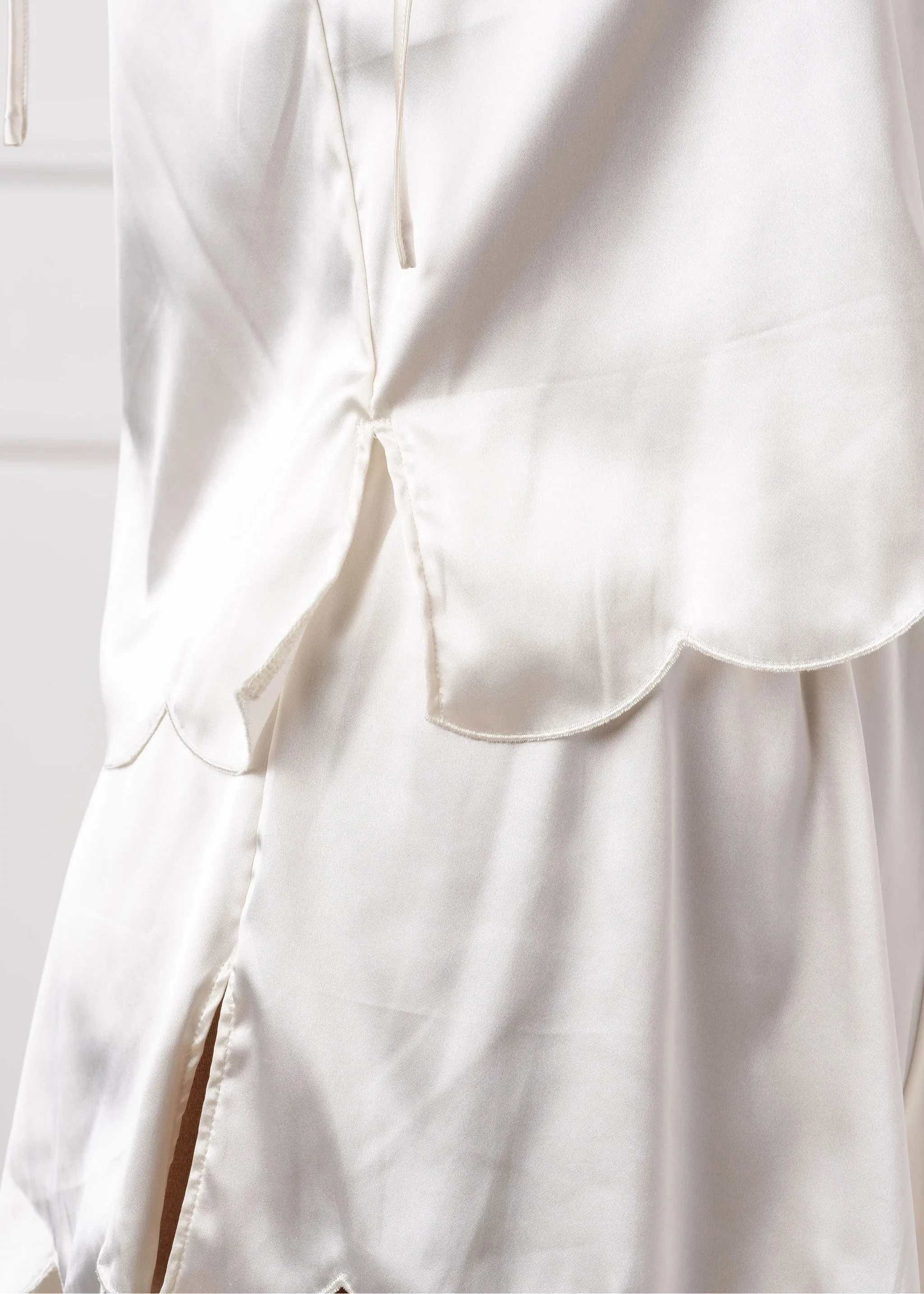 Scalloped Embroidered Satin Cami - Pearl - Image 8