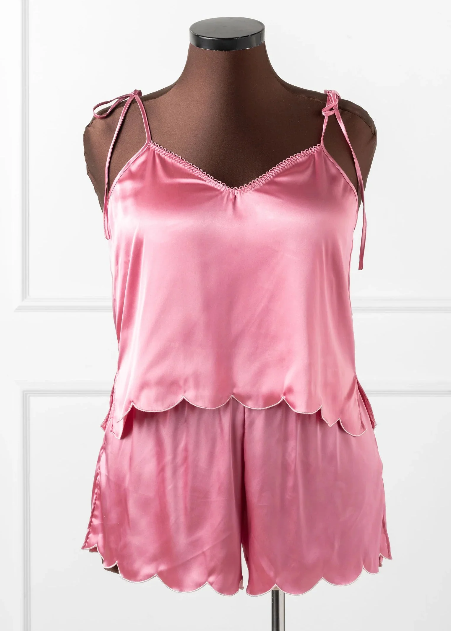 Scalloped Embroidered Satin Cami - Rose - Image 12