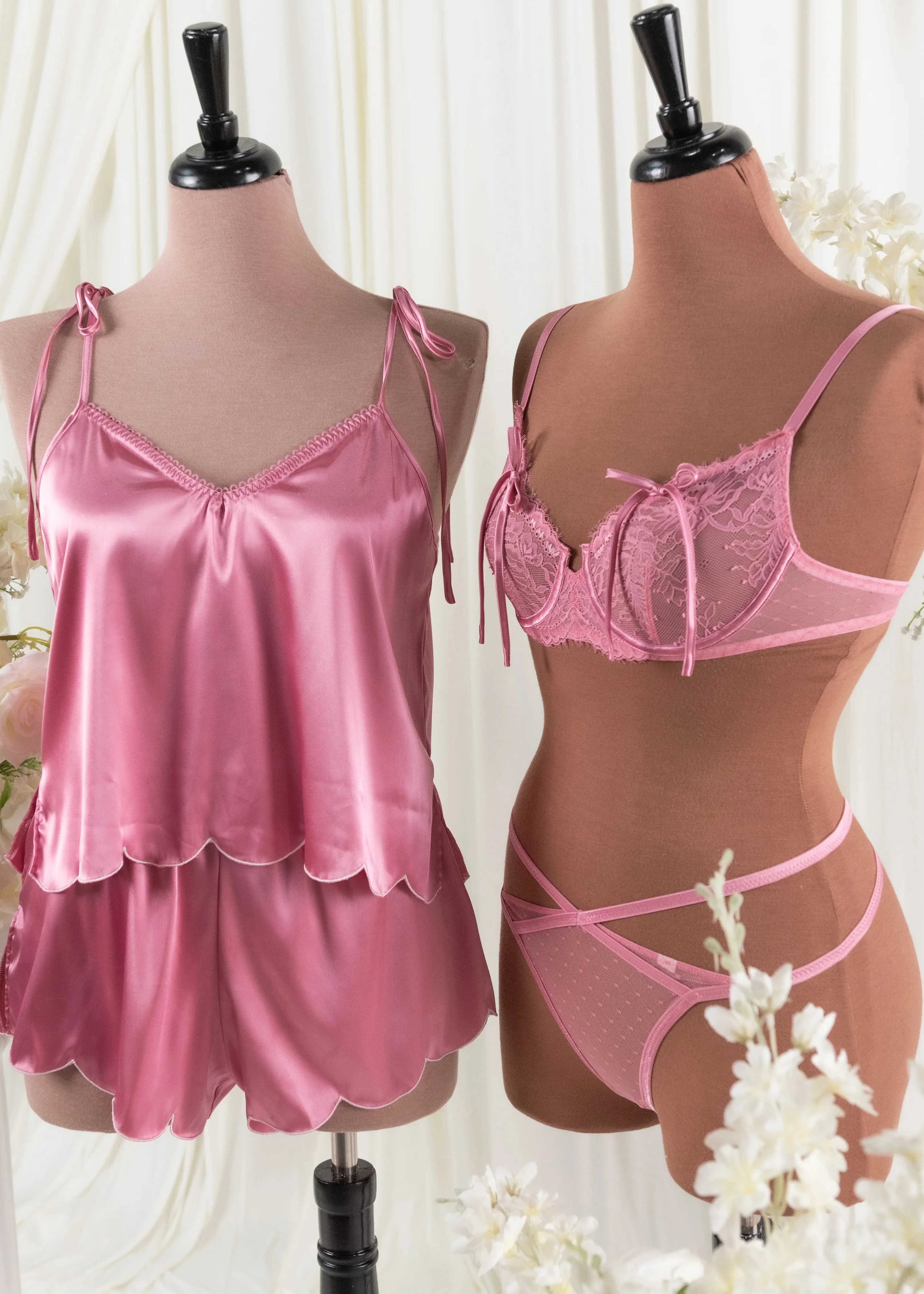 Scalloped Embroidered Satin Cami - Rose - Image 15