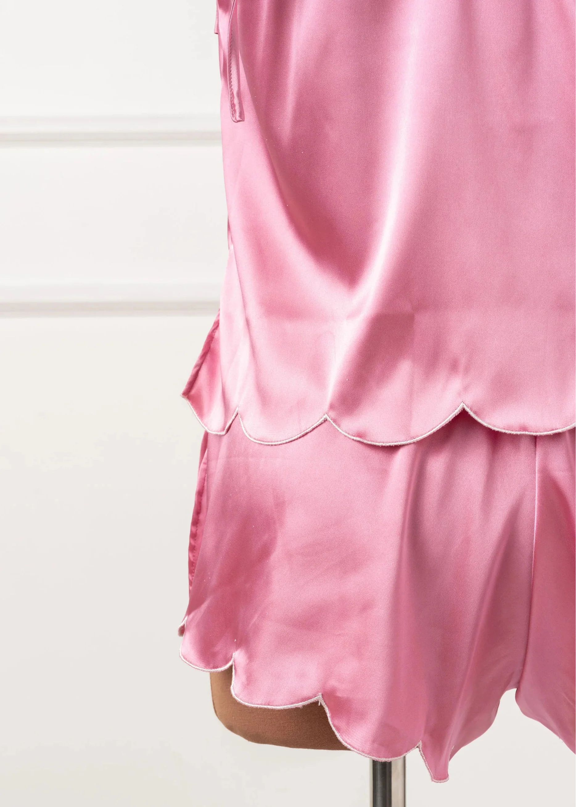 Scalloped Embroidered Satin Cami - Rose - Image 9
