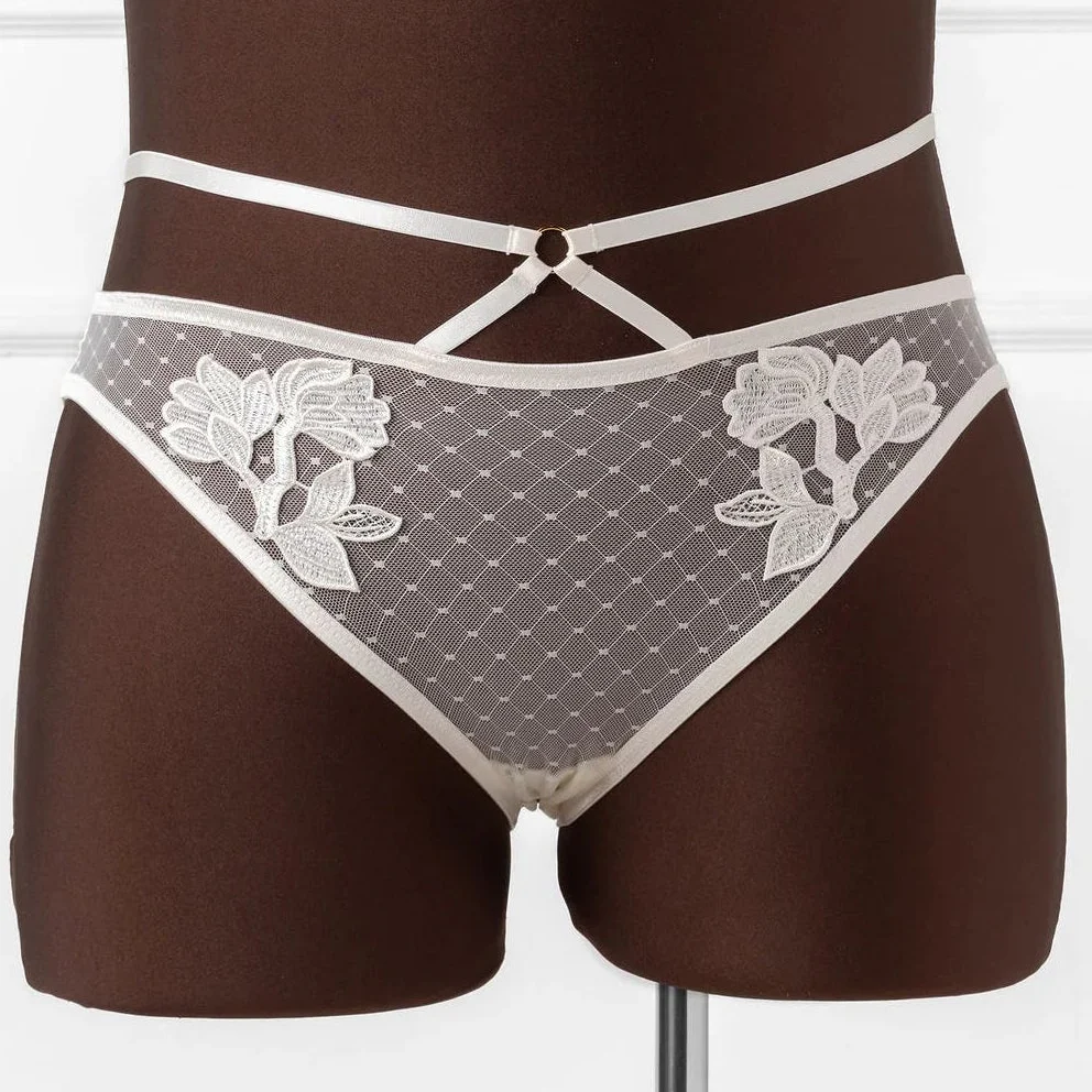 Strappy Appliqué Ouvert Panty - Pearl - Image 13