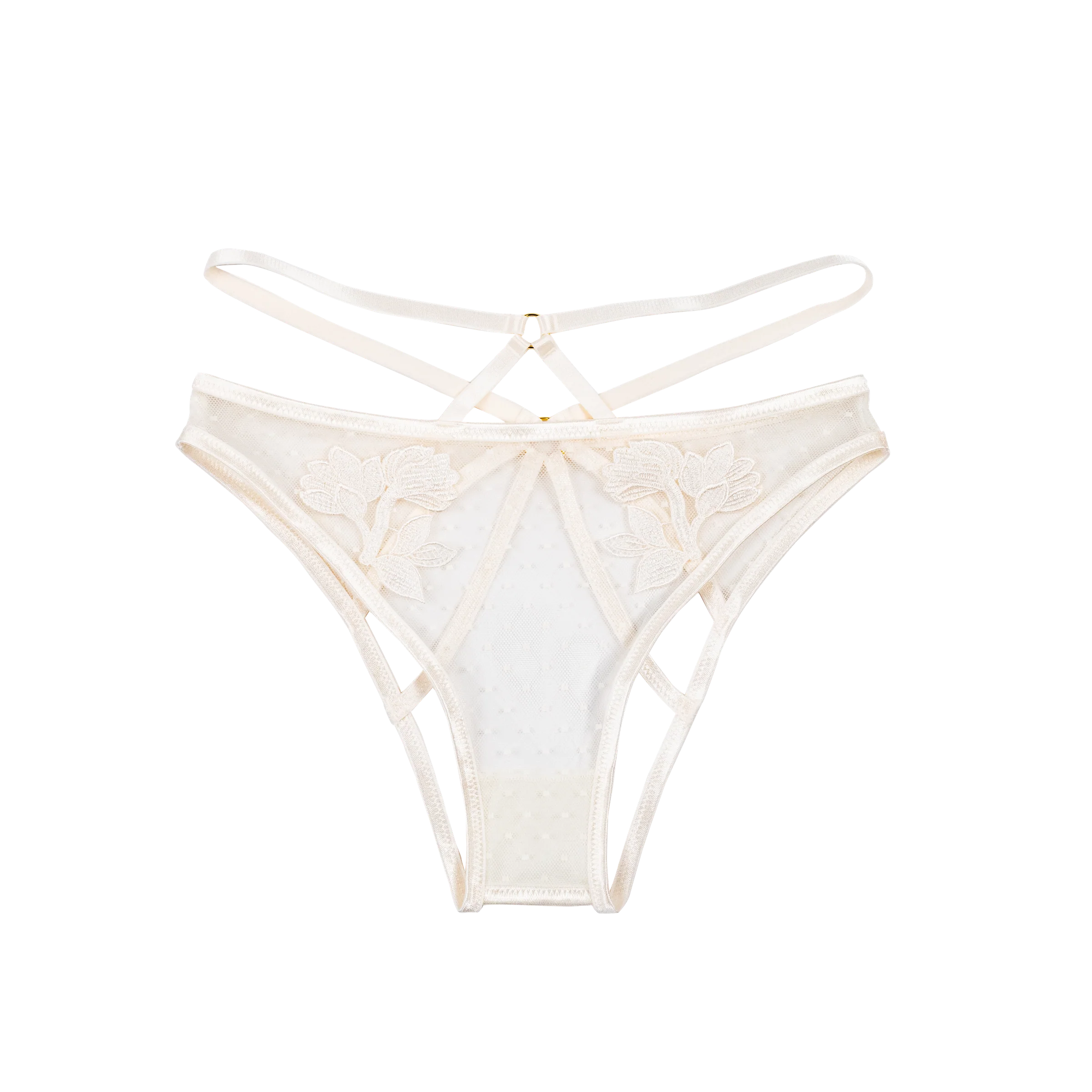 Strappy Appliqué Ouvert Panty - Pearl - Image 19