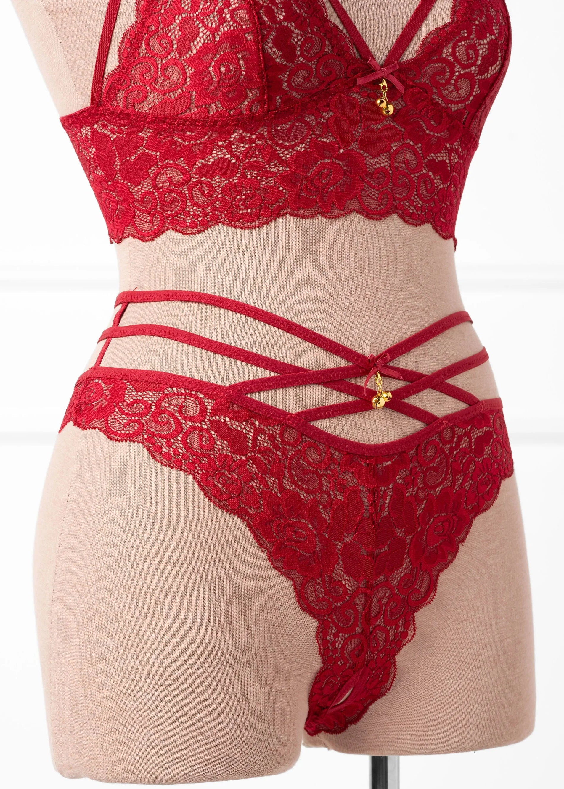 Strappy Crotchless Charm Panty - Red - Image 6