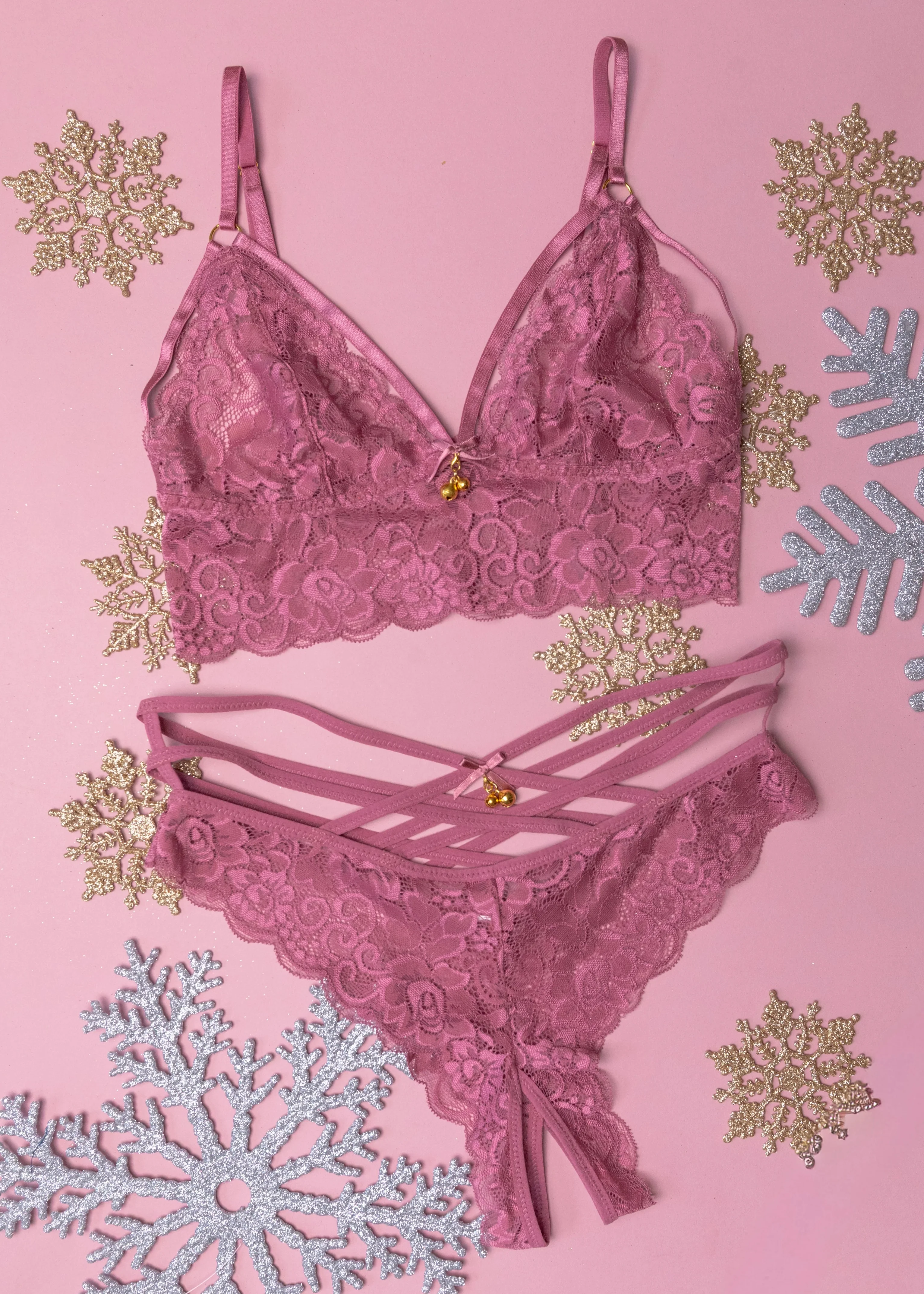 Strappy Crotchless Charm Panty - Sugarplum Pink - Image 3